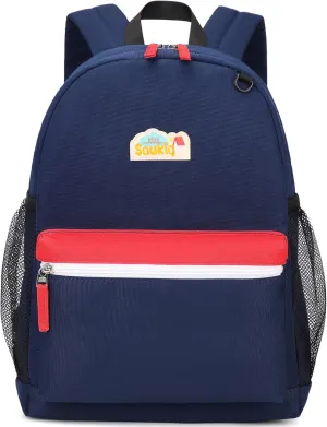 School Backpack for Boys Kindergarten Childrens Bookbag 15 inch Boys Backpacks for Kids 3-6 (Navy and Red)