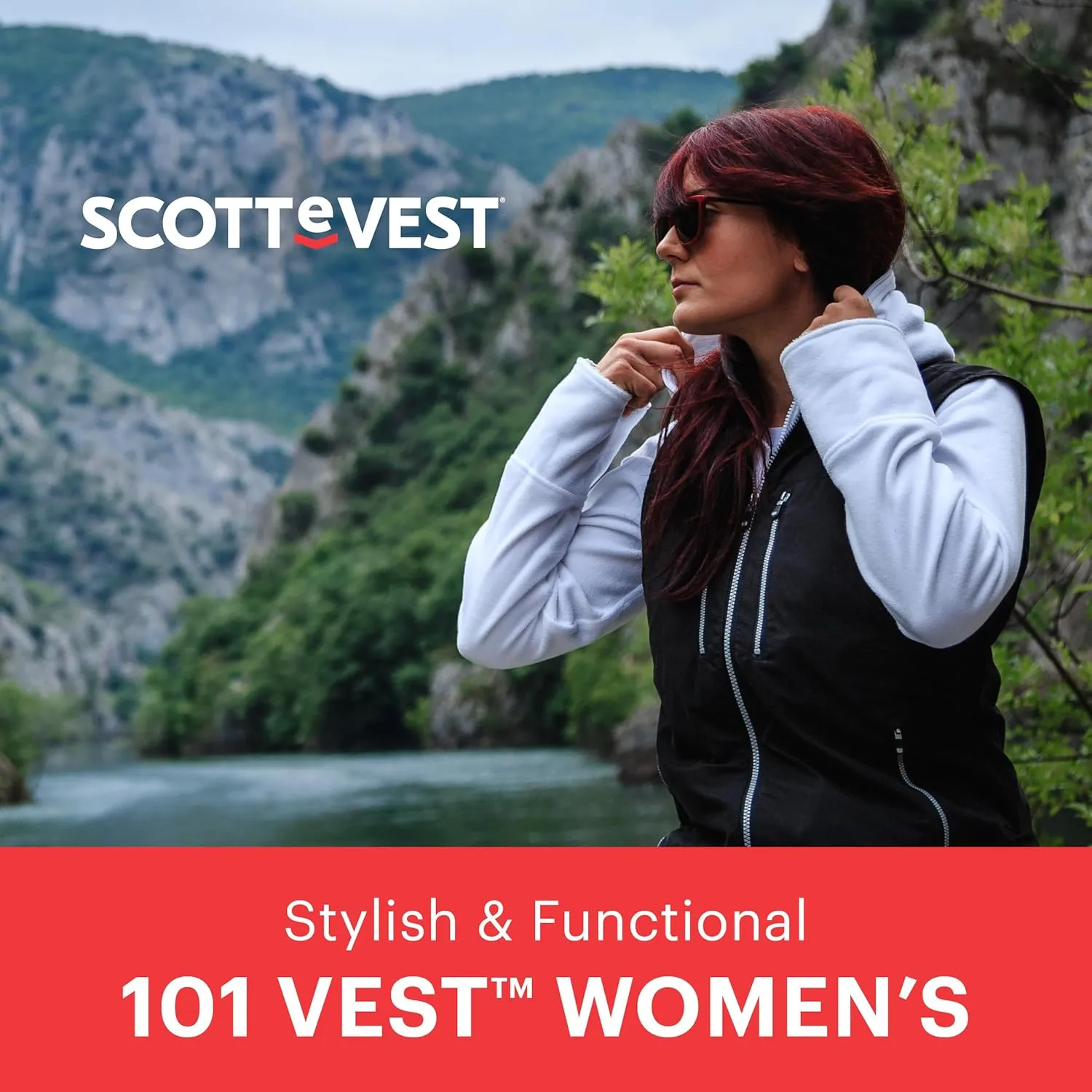 SCOTTeVEST 101 Vest for Women - 9 Hidden Pockets - Water Repellent for Travel & More