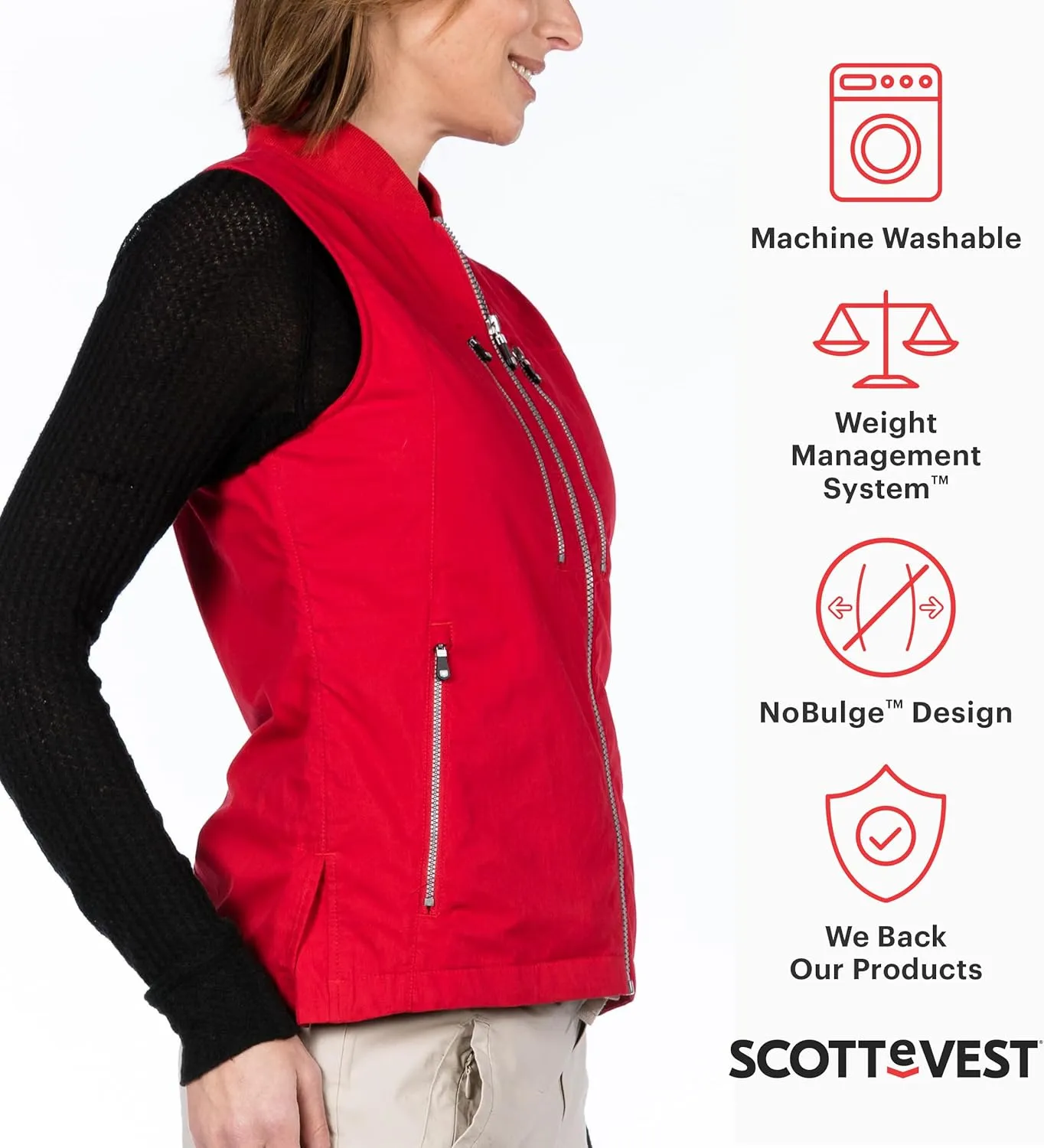 SCOTTeVEST 101 Vest for Women - 9 Hidden Pockets - Water Repellent for Travel & More