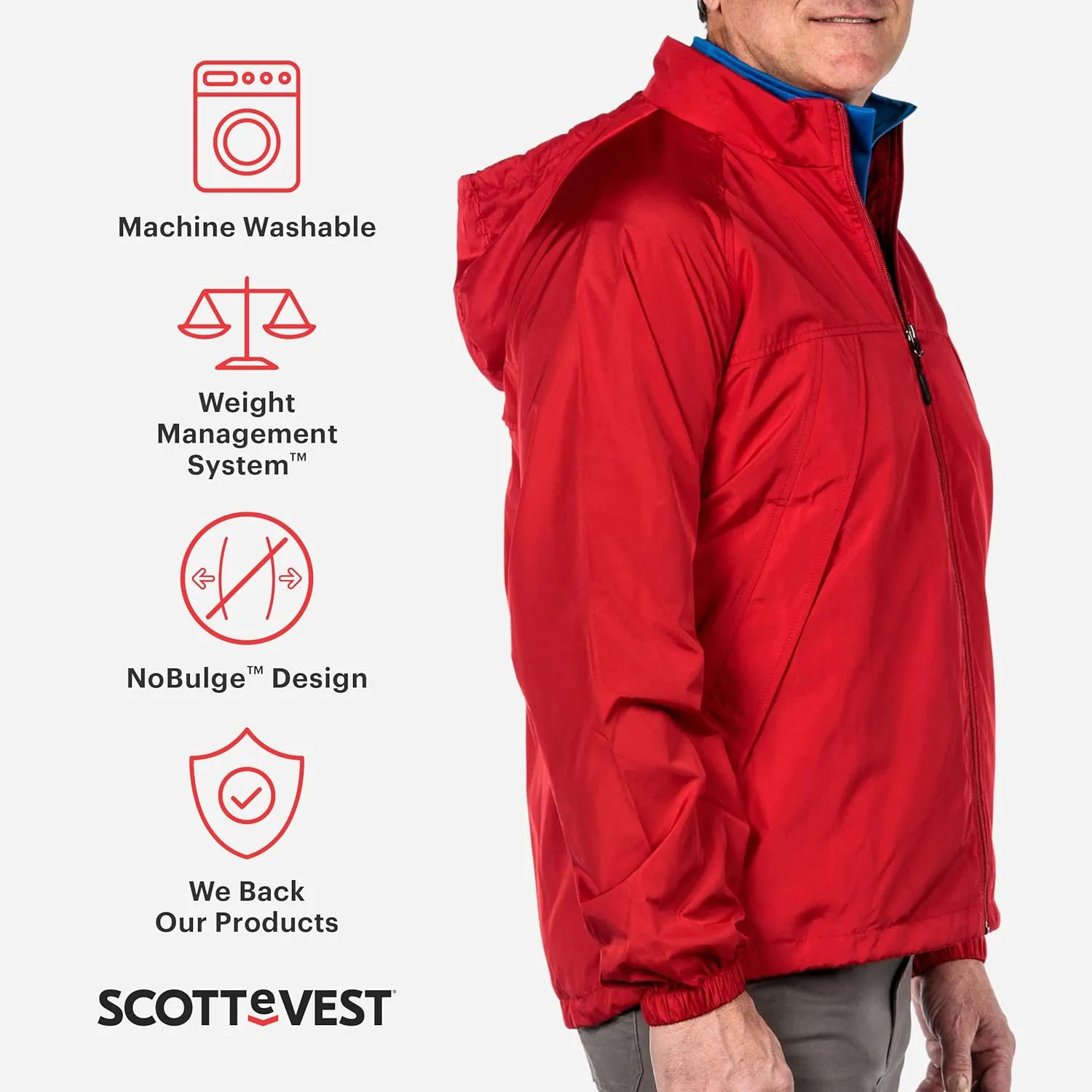 SCOTTeVEST Pack Windbreaker Jacket for Men - 19 Hidden Pockets - Lightweight Water Repellent Coat for Travel & More