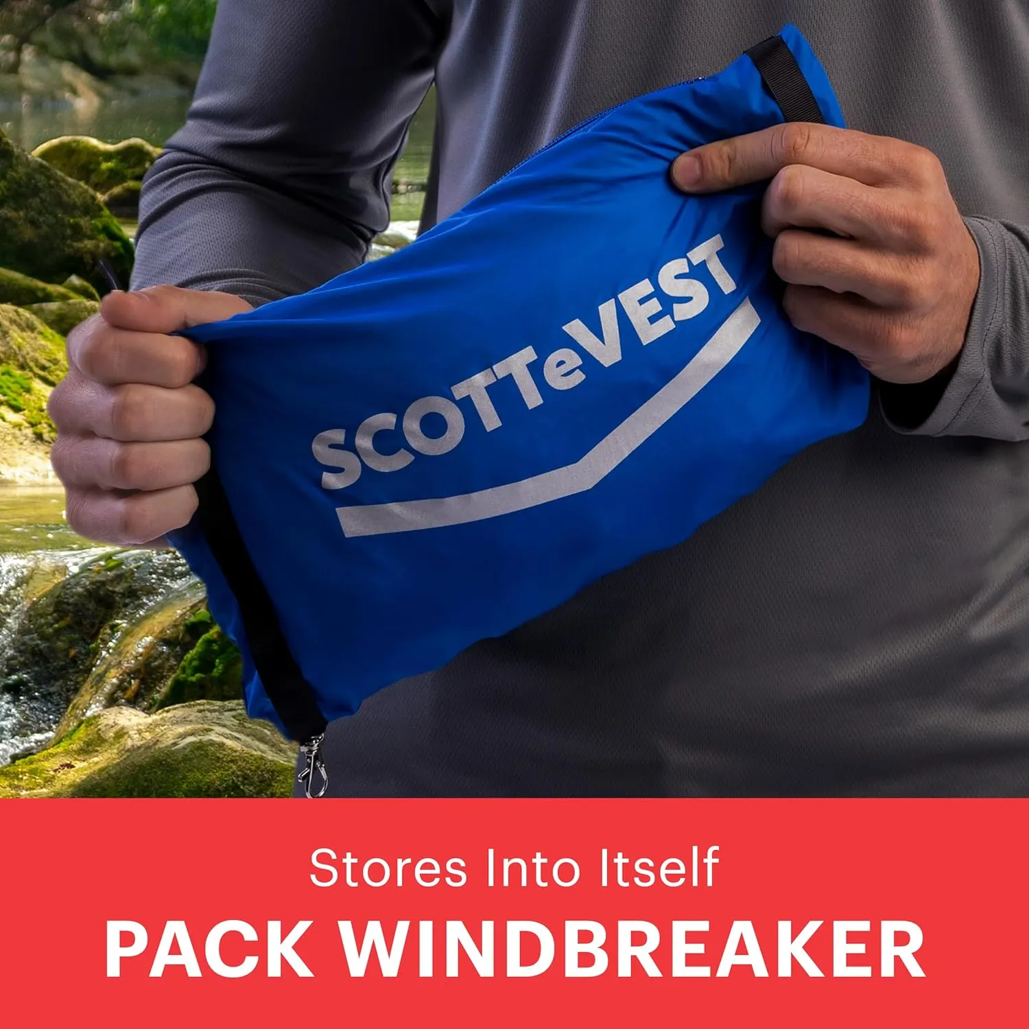 SCOTTeVEST Pack Windbreaker Jacket for Men - 19 Hidden Pockets - Lightweight Water Repellent Coat for Travel & More