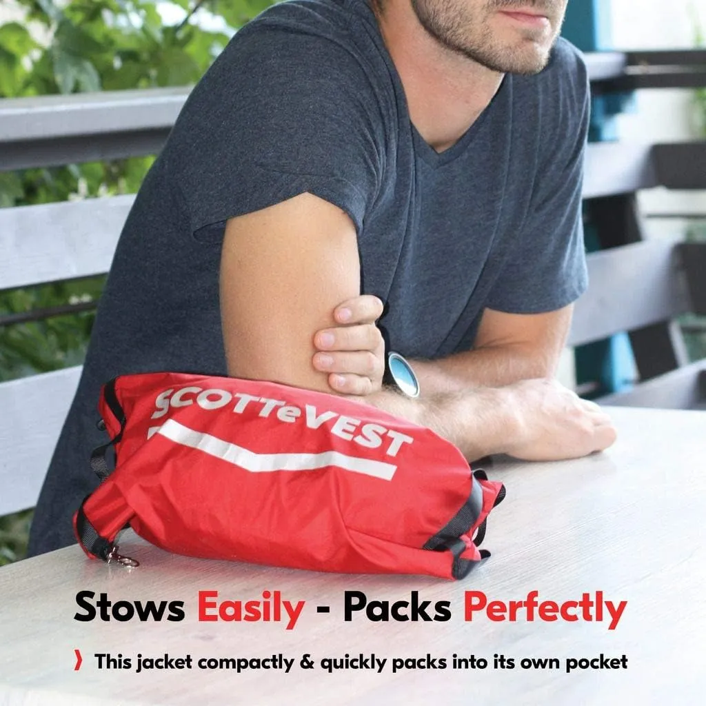 SCOTTeVEST Pack Windbreaker Jacket for Men - 19 Hidden Pockets - Lightweight Water Repellent Coat for Travel & More