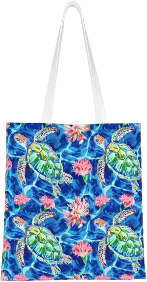 Sea Turtles Tote Bag Reusable Shoulder Tote Bag For Women Lady Vacation, Shopping, Work