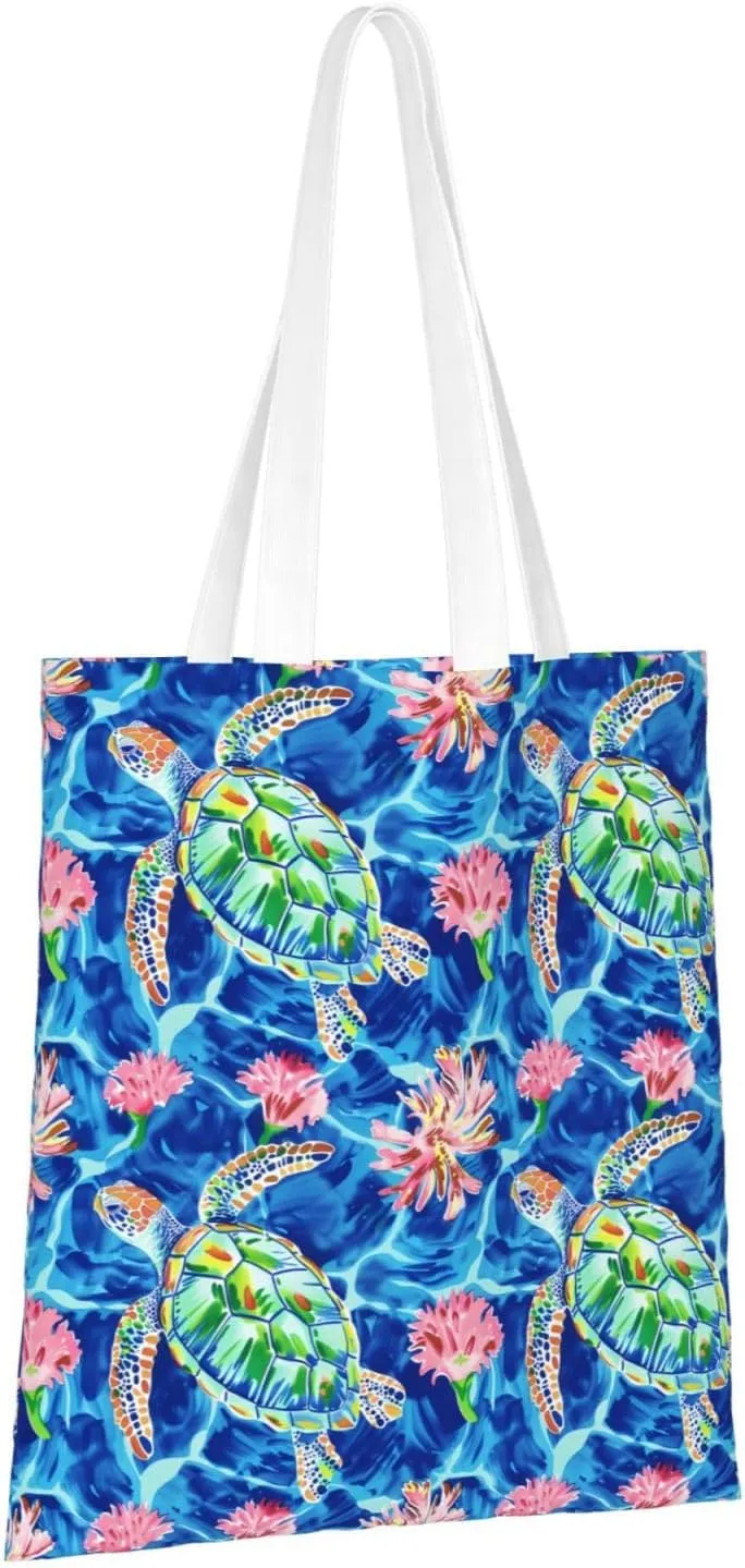 Sea Turtles Tote Bag Reusable Shoulder Tote Bag For Women Lady Vacation, Shopping, Work