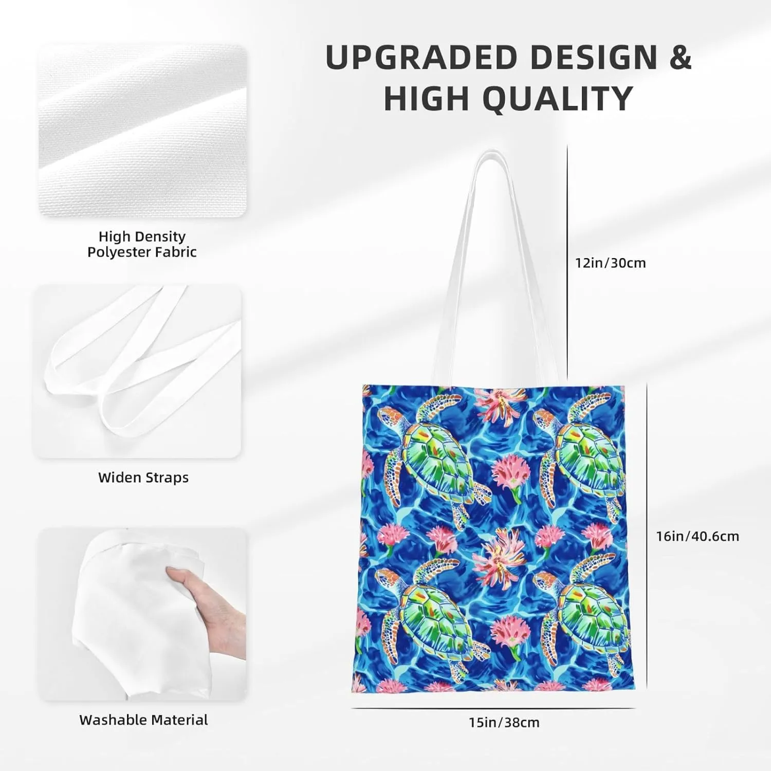 Sea Turtles Tote Bag Reusable Shoulder Tote Bag For Women Lady Vacation, Shopping, Work