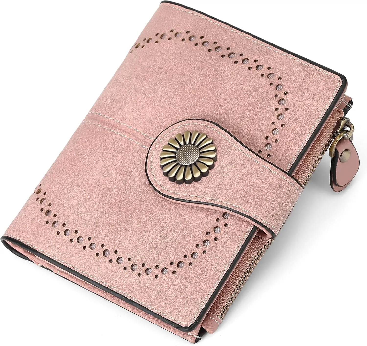 SENDEFN Small Wallets for Woman RFID Blocking Leather Bifold Credit Card Holder Purse with ID Window