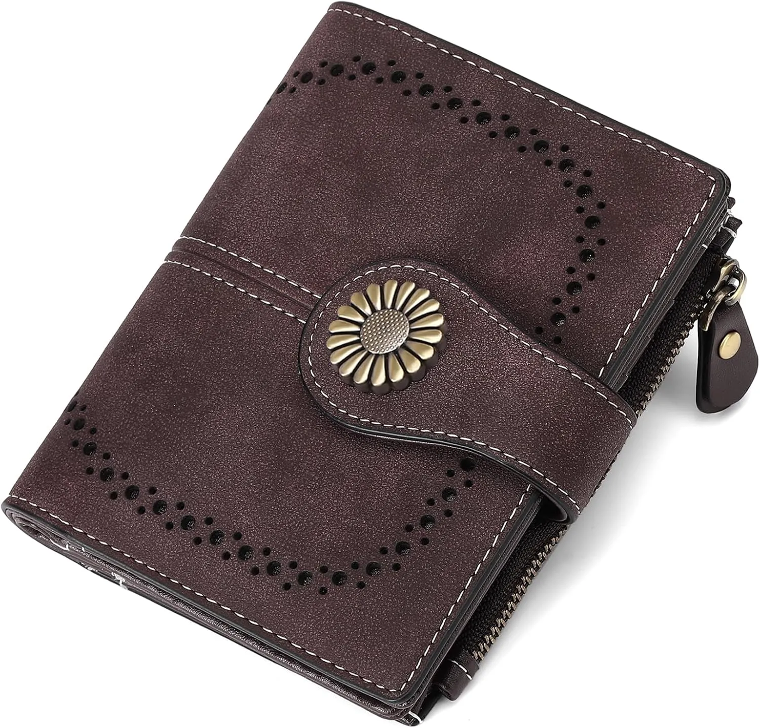 SENDEFN Small Wallets for Woman RFID Blocking Leather Bifold Credit Card Holder Purse with ID Window