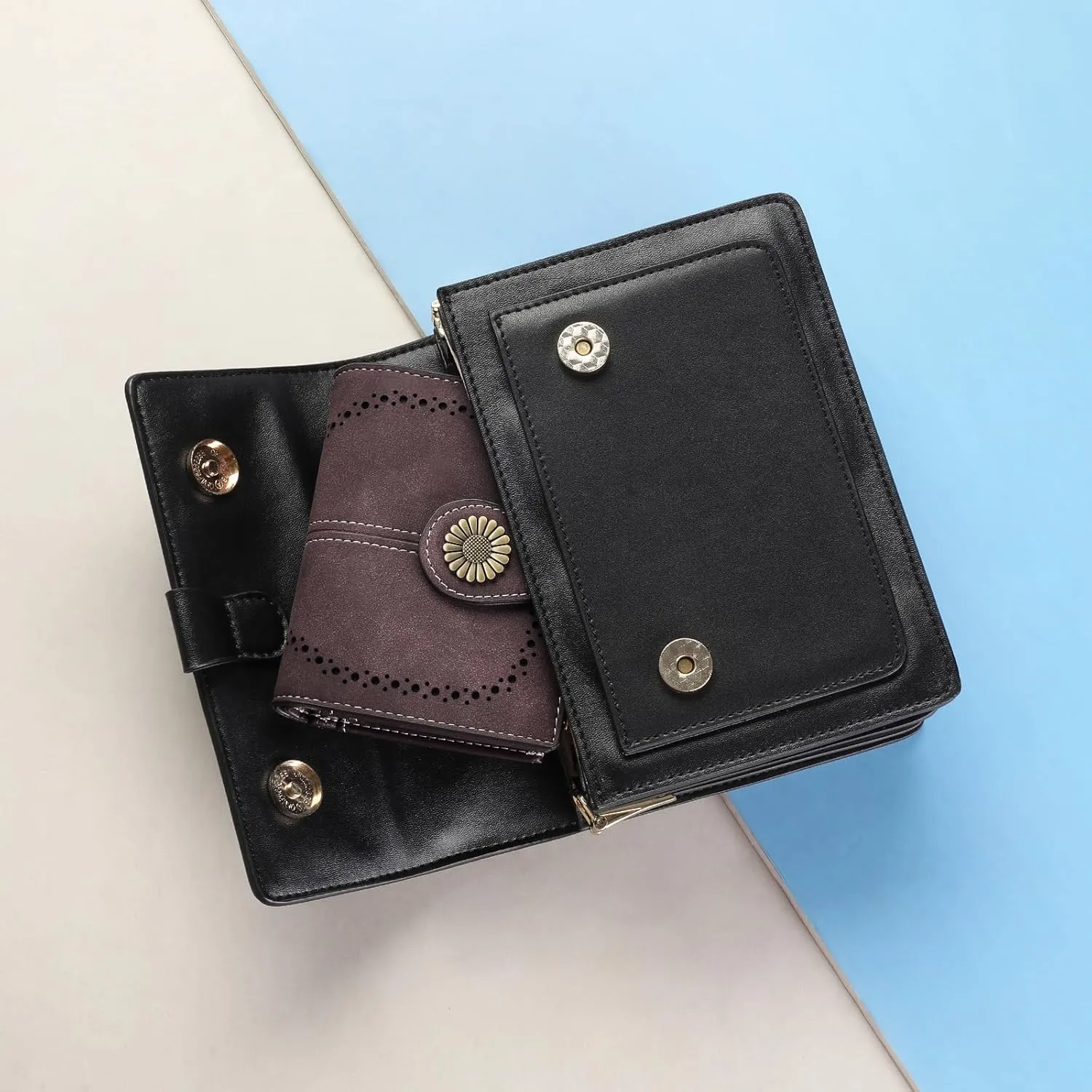 SENDEFN Small Wallets for Woman RFID Blocking Leather Bifold Credit Card Holder Purse with ID Window