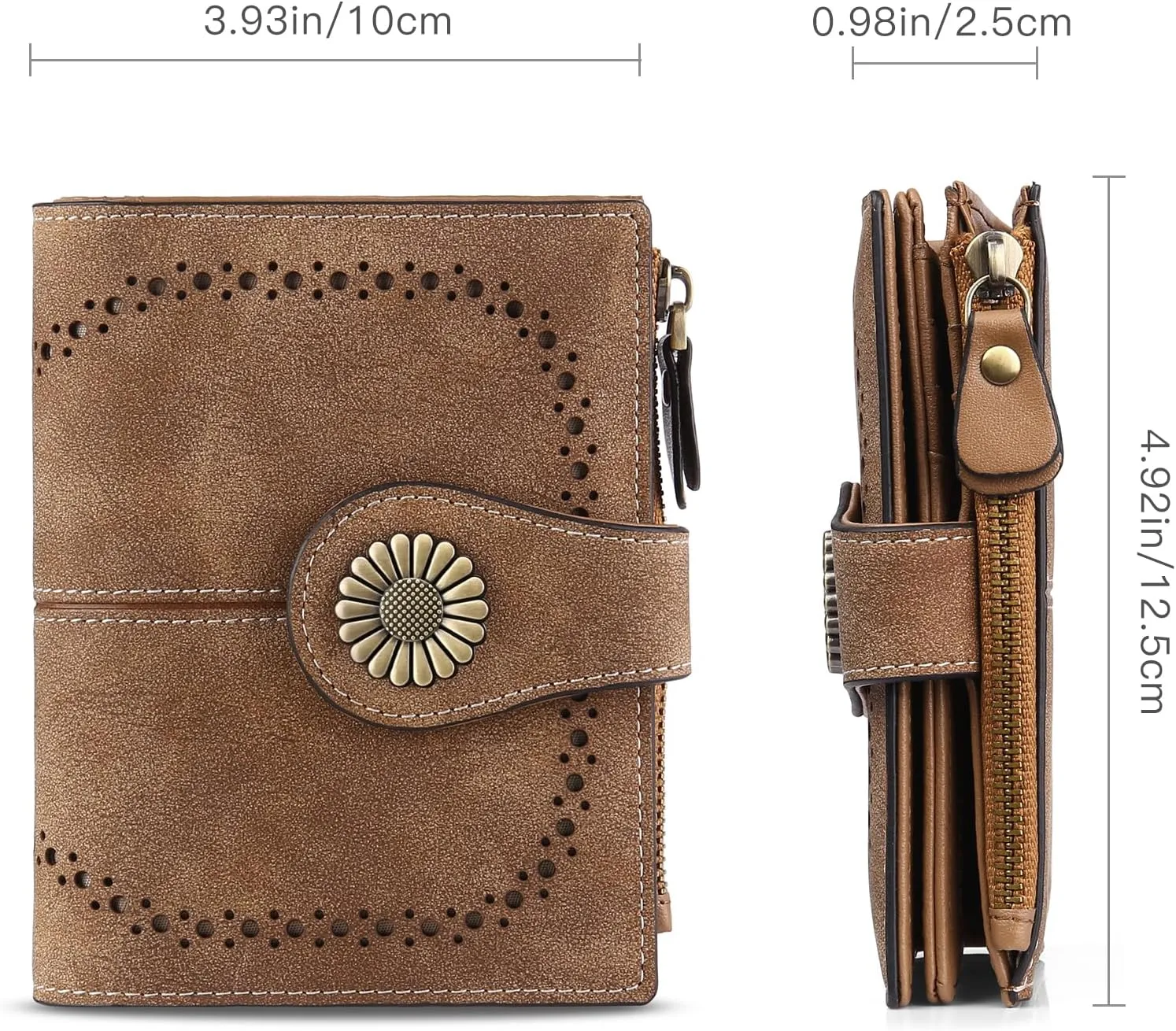 SENDEFN Small Wallets for Woman RFID Blocking Leather Bifold Credit Card Holder Purse with ID Window