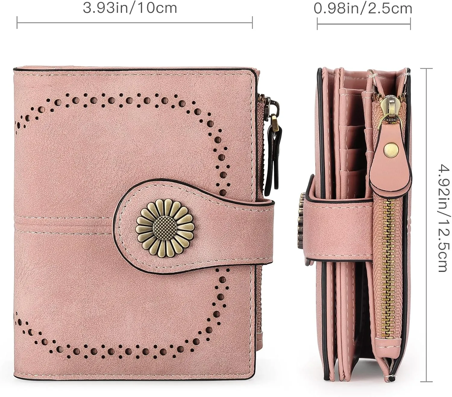 SENDEFN Small Wallets for Woman RFID Blocking Leather Bifold Credit Card Holder Purse with ID Window