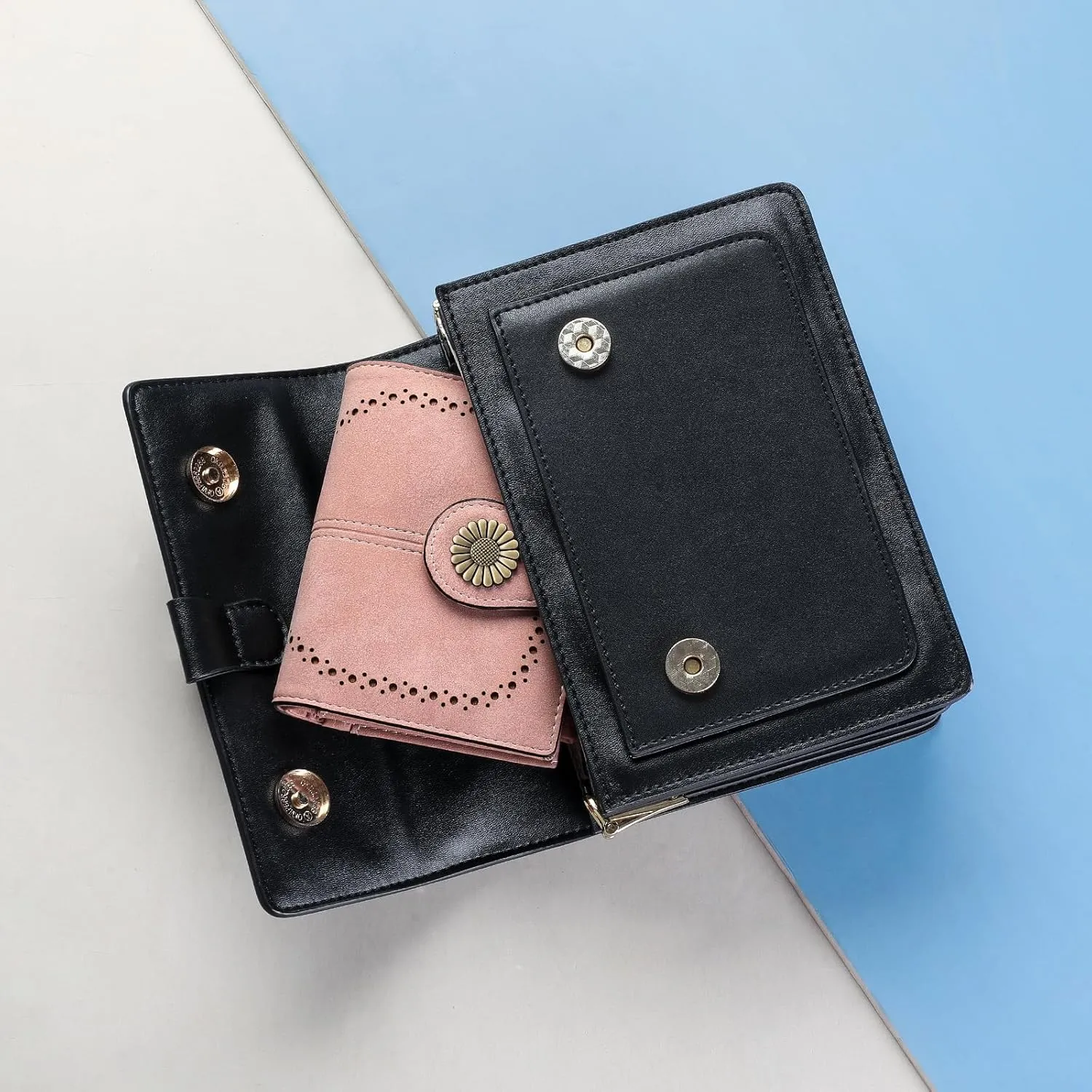 SENDEFN Small Wallets for Woman RFID Blocking Leather Bifold Credit Card Holder Purse with ID Window