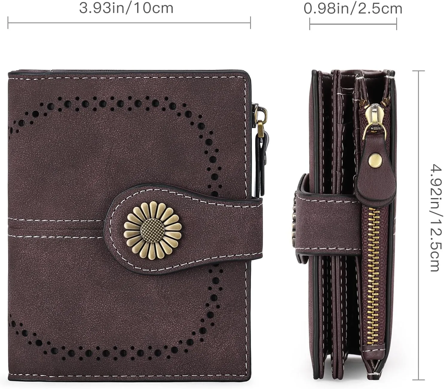 SENDEFN Small Wallets for Woman RFID Blocking Leather Bifold Credit Card Holder Purse with ID Window