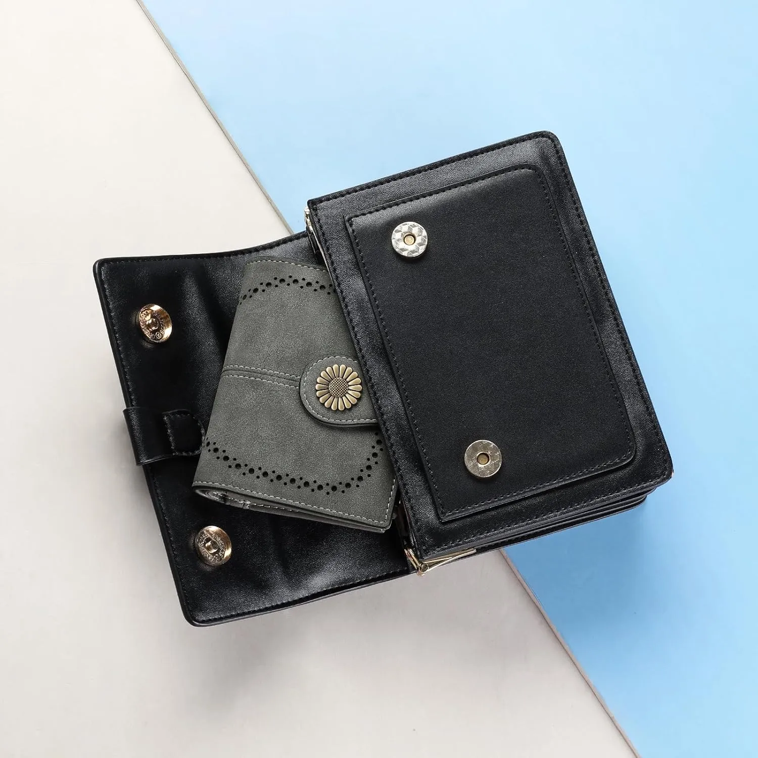 SENDEFN Small Wallets for Woman RFID Blocking Leather Bifold Credit Card Holder Purse with ID Window
