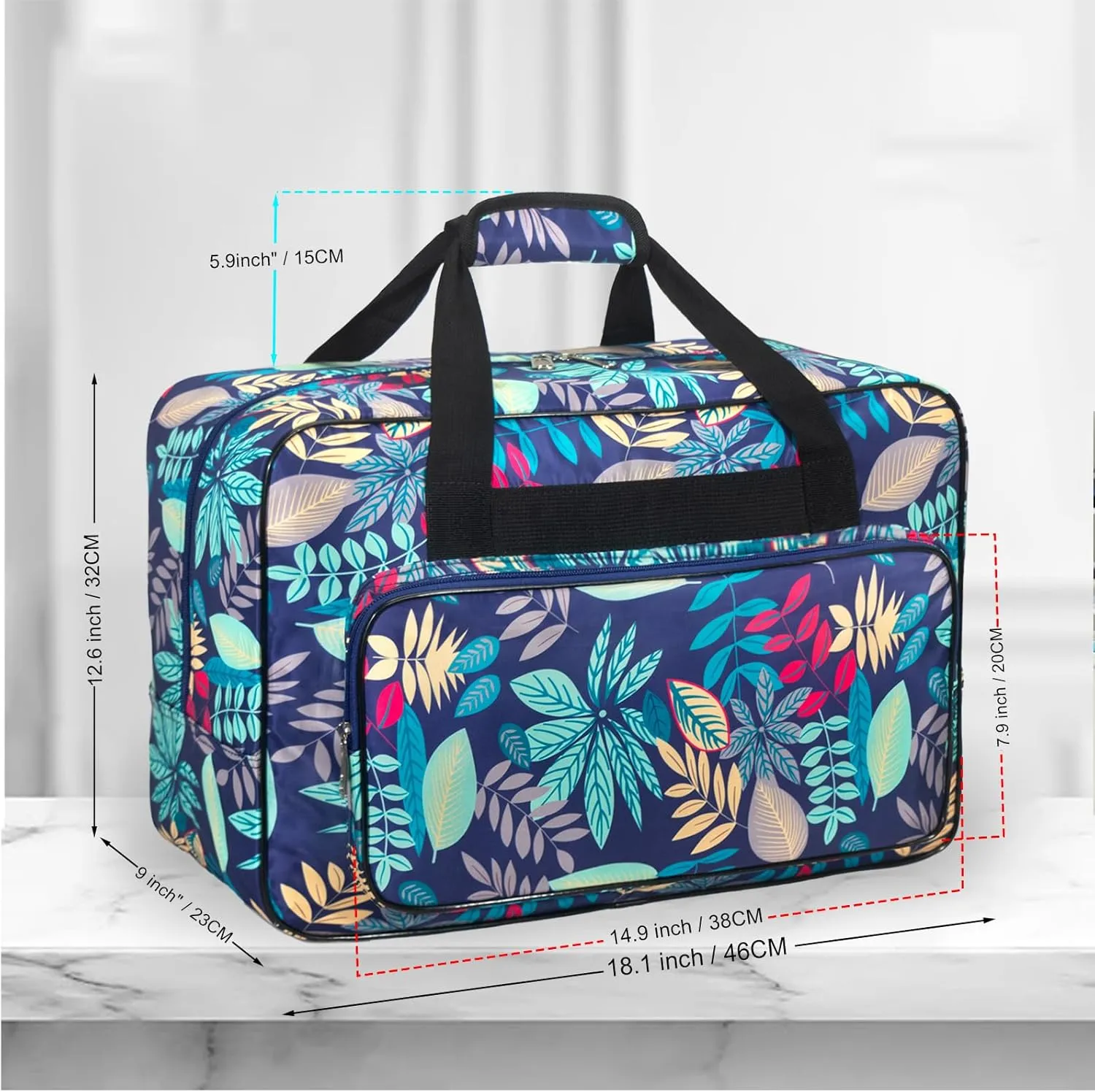Sewing Machine Carrying Case，Sewing Machine Carrying Case Tote Bag，Universal Tote Storage Bag with Pockets and Handles, Suitable for Most Standard Singer, Janome (Light Blue)