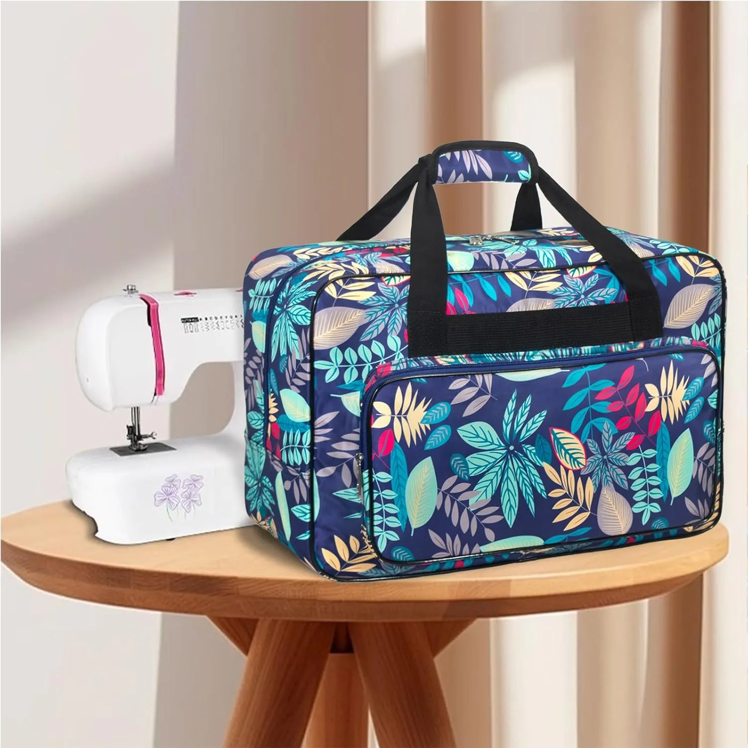 Sewing Machine Carrying Case，Sewing Machine Carrying Case Tote Bag，Universal Tote Storage Bag with Pockets and Handles, Suitable for Most Standard Singer, Janome (Light Blue)