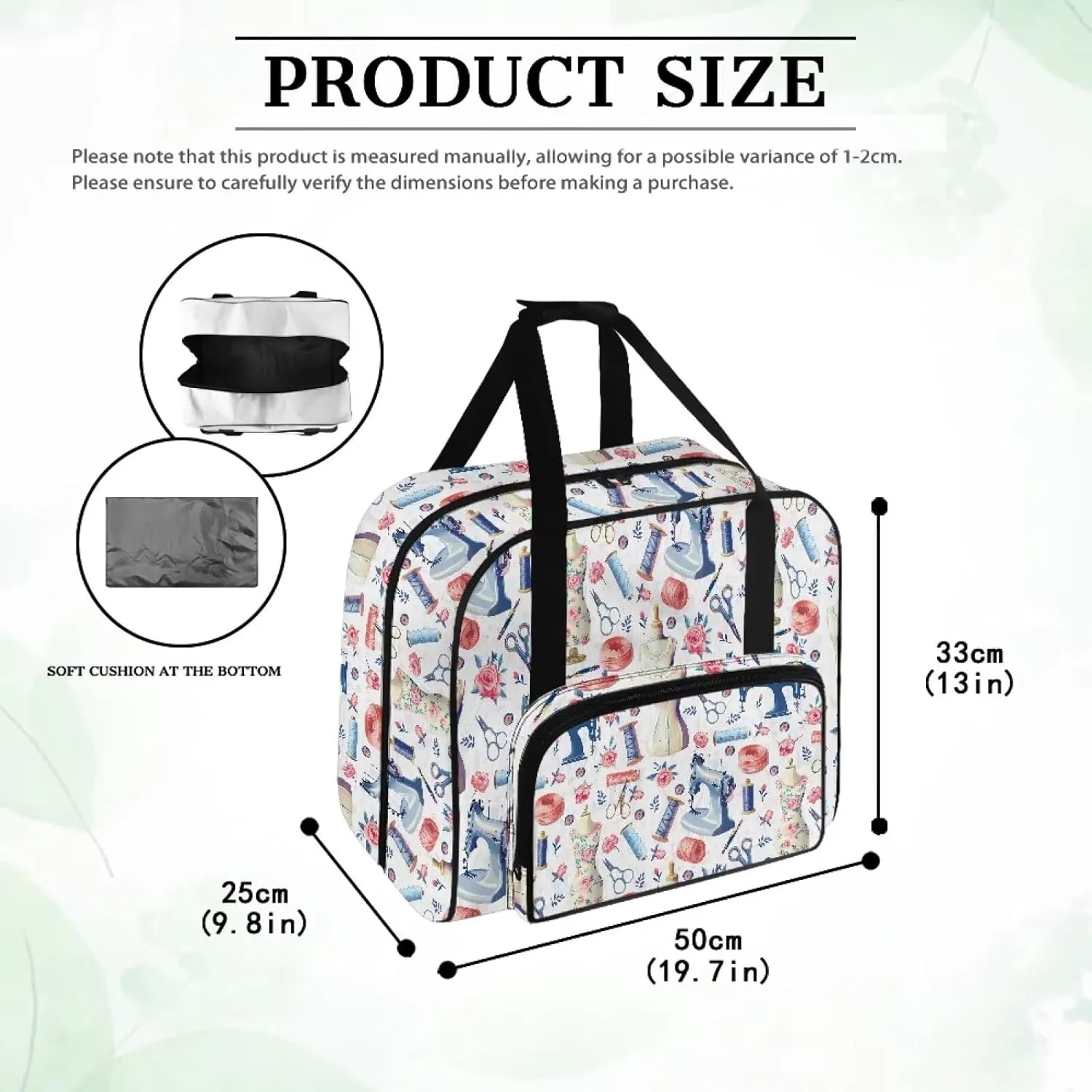 Sewing Machine Case with Handle & Thick Pad Fits Brother/Singer and Most Machines Foldable Simple Sewing Machine Carrying Case Storage Sewing Supplies