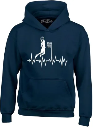 shop4ever® Basketball Player Slam Dunk Heartline Heartbeat Hoodie Sweatshirts