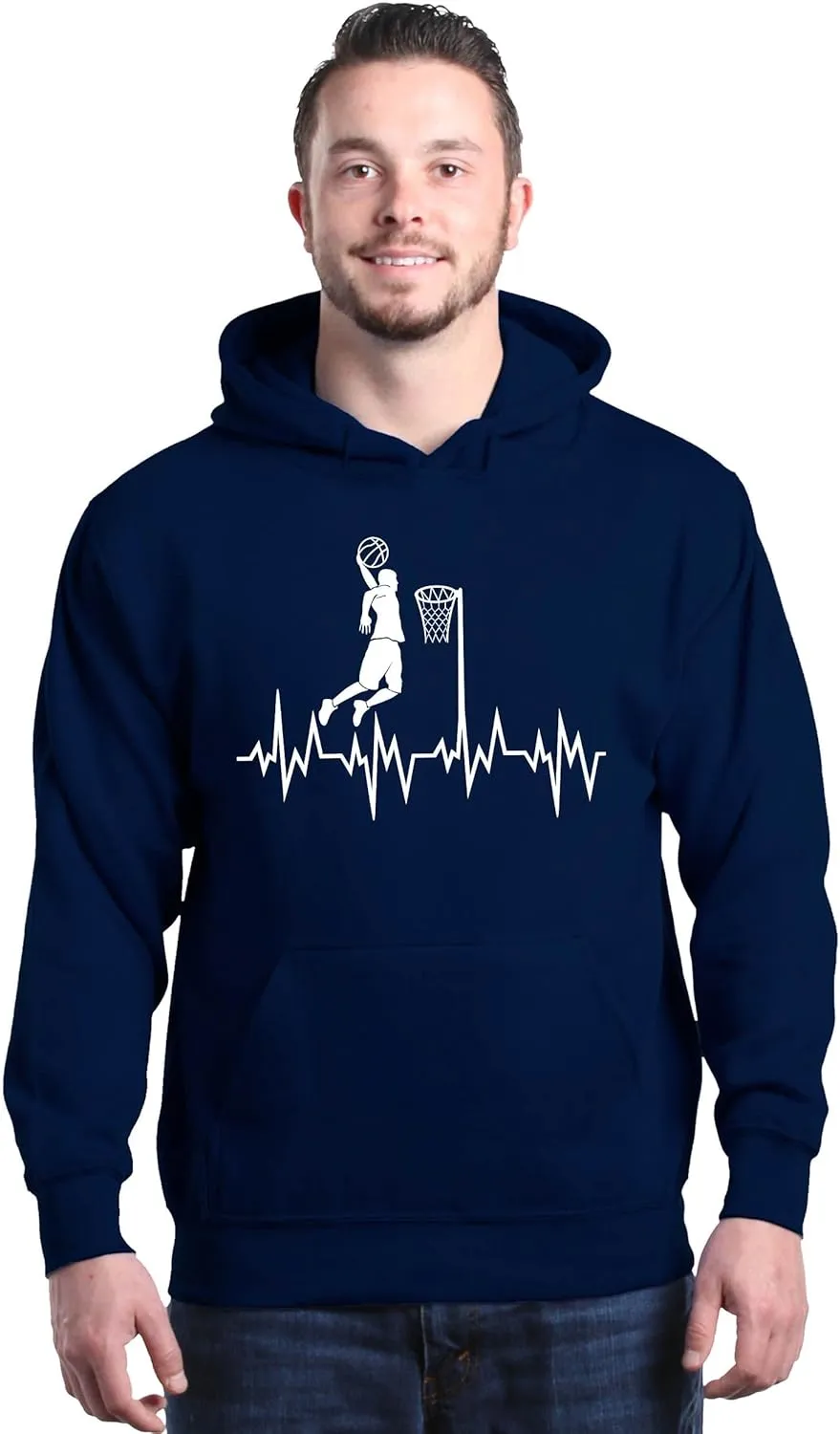 shop4ever® Basketball Player Slam Dunk Heartline Heartbeat Hoodie Sweatshirts