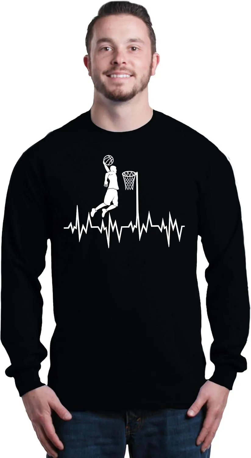 shop4ever® Basketball Player Slam Dunk Heartline Heartbeat Long Sleeve Shirt