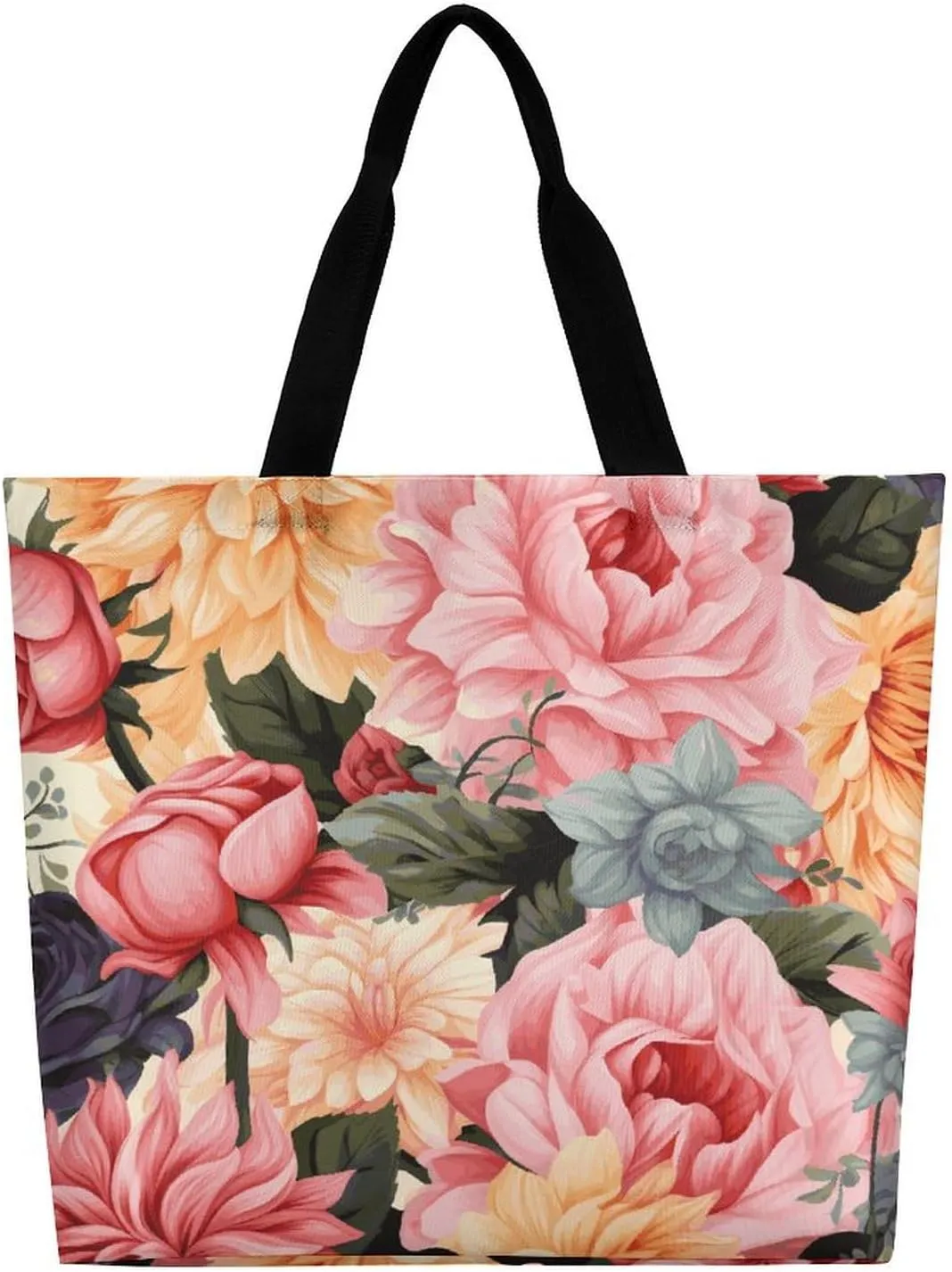 Shopping Bag for Women, Cartoon Fish Print Tote Bag, Large Capacity Shoulder Bags for Groceries Travel