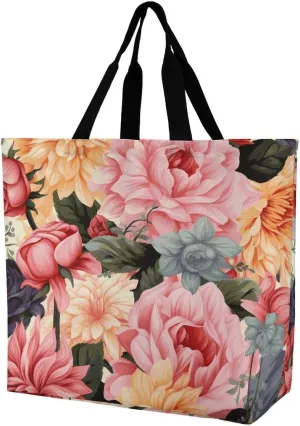 Shopping Bag for Women, Cartoon Fish Print Tote Bag, Large Capacity Shoulder Bags for Groceries Travel