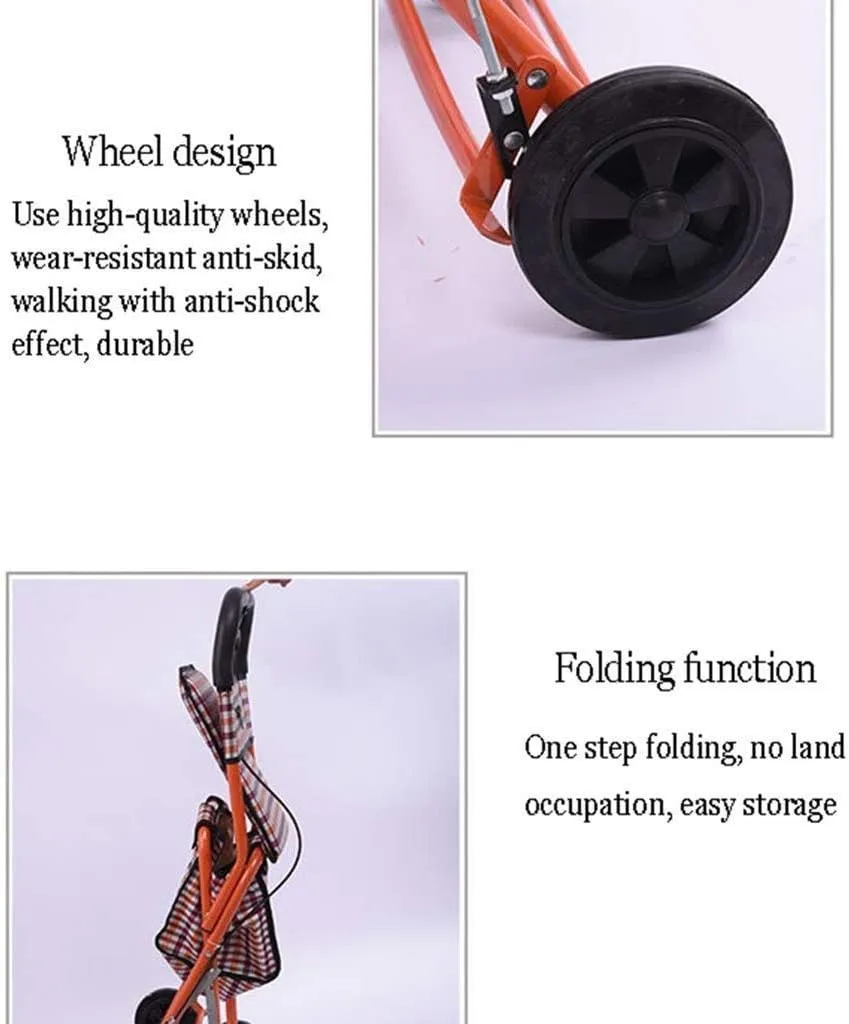 Shopping Trolley, Convenient Folding Trolley - Four-Wheeled Shopping Cart Compatible with The Elderly - A Walker with Wheeled Seats
