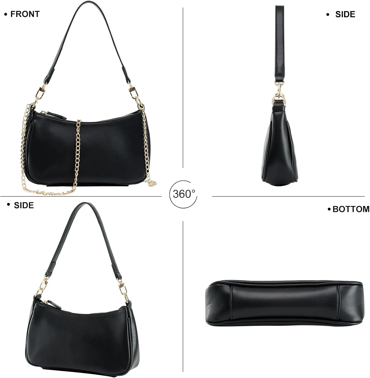 Shoulder Bag for Women with 2 Removable Straps and Zipper Closure Crossbody Bags Clutch Tote HandBags Purses