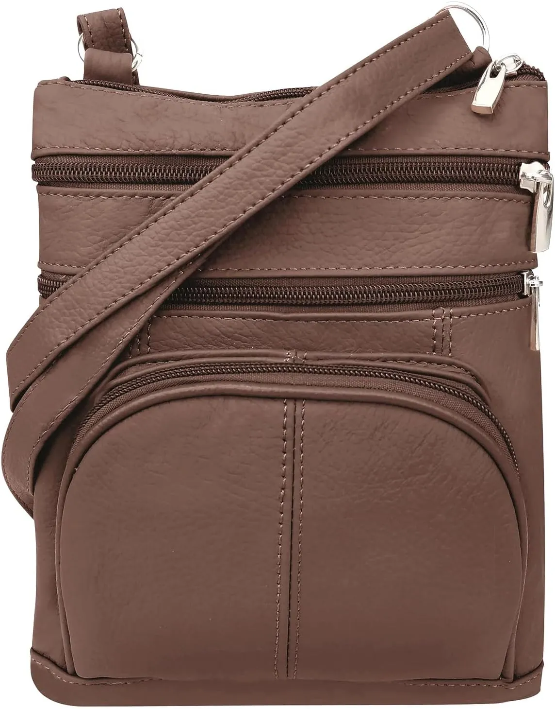 SILVERFEVER Women’s RFID-Blocking Crossbody Shoulder Bag - Top Grain Leather, Adjustable Strap, Multiple Pockets
