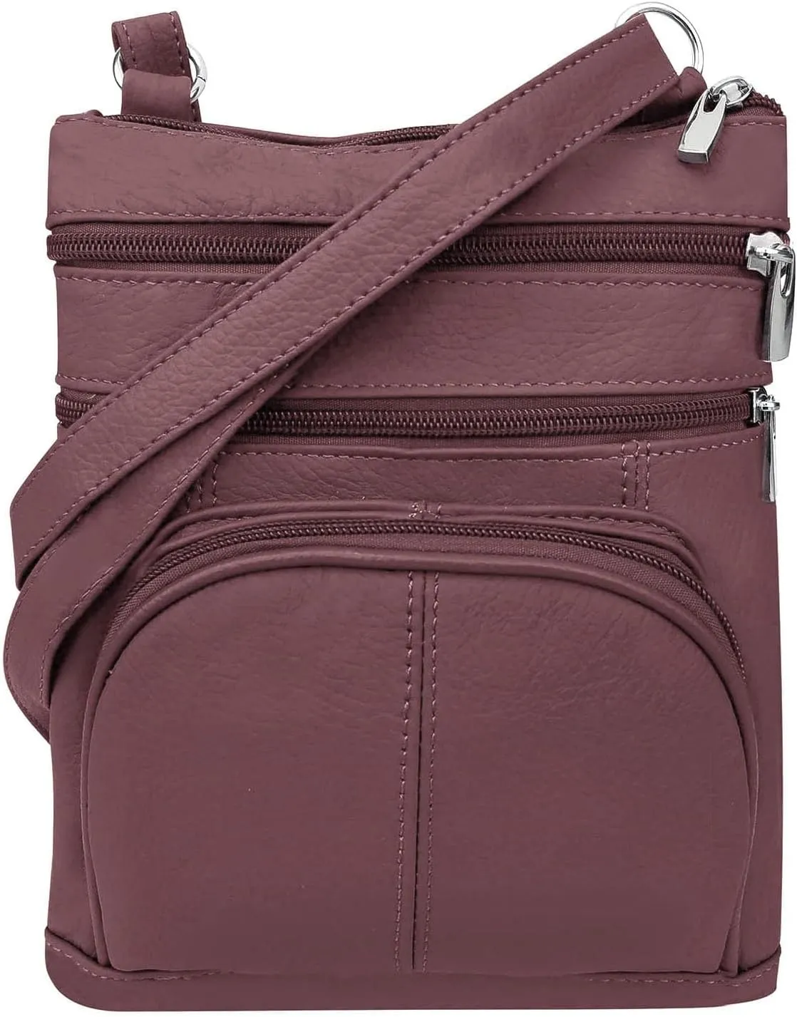 SILVERFEVER Women’s RFID-Blocking Crossbody Shoulder Bag - Top Grain Leather, Adjustable Strap, Multiple Pockets