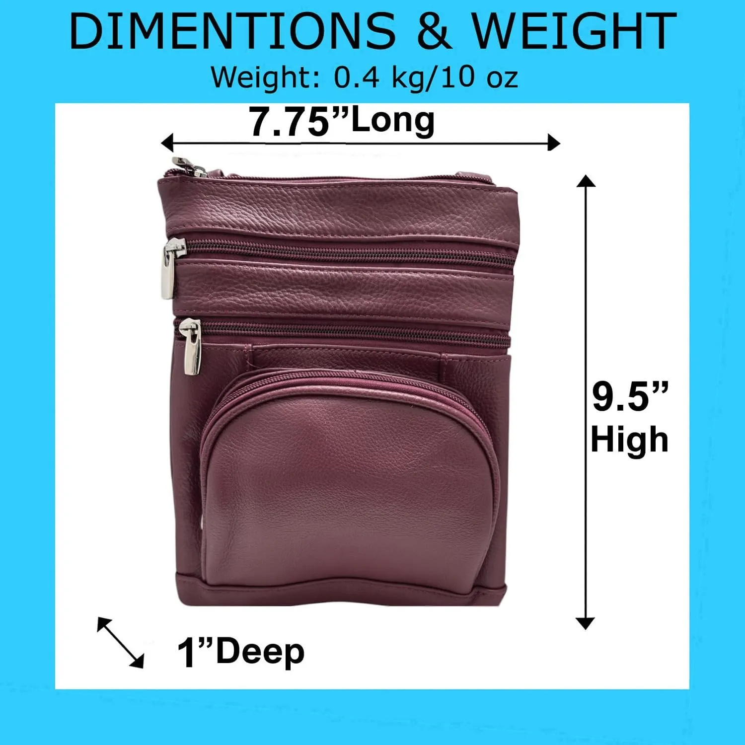 SILVERFEVER Women’s RFID-Blocking Crossbody Shoulder Bag - Top Grain Leather, Adjustable Strap, Multiple Pockets