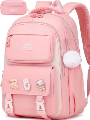 Simple with Case,Lightweight Girls,Fashion Laptop Kids School Backpack Set School Teens Streamlined Pencil for Bookbags for Bags Women,Pink