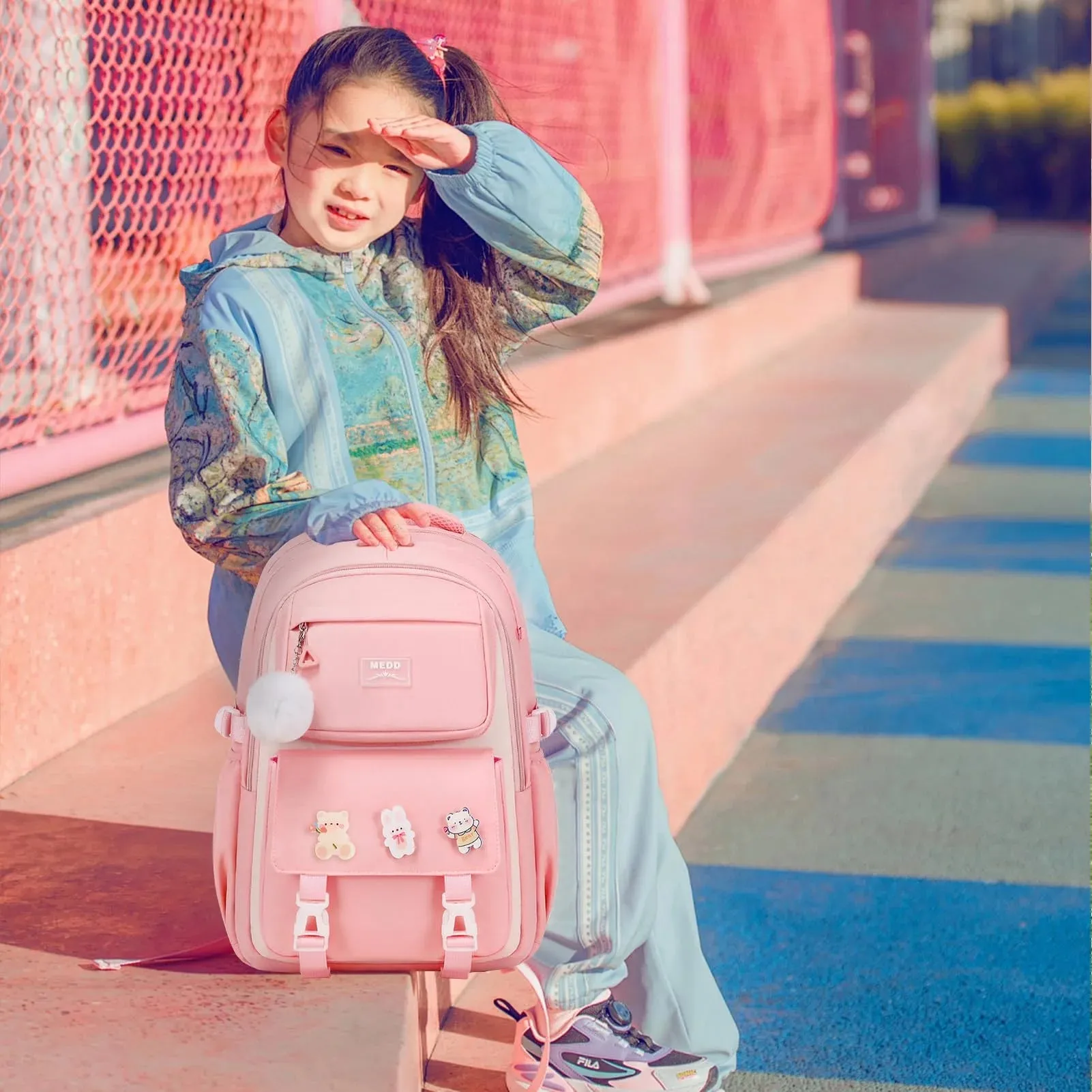 Simple with Case,Lightweight Girls,Fashion Laptop Kids School Backpack Set School Teens Streamlined Pencil for Bookbags for Bags Women,Pink