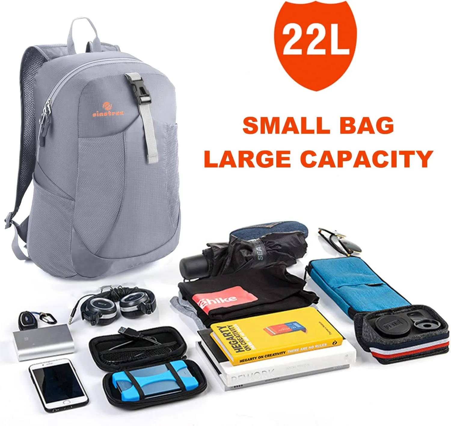 sinotron 22L Lightweight Packable Hiking Backpack, Small Hiking Backpack Day Pack for Women Men Travel Camping Vacation