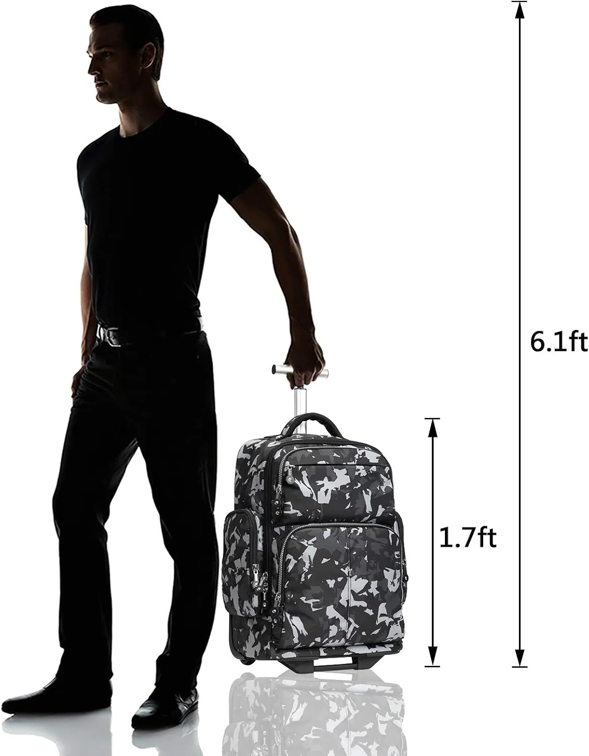 SKYMOVE 20 inches Big Storage Multifunction Travel Wheeled Rolling Backpack Luggage Books Laptop Bag, Blue