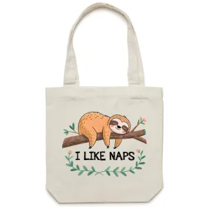 Sloth, I Like Naps - Canvas Tote Bag