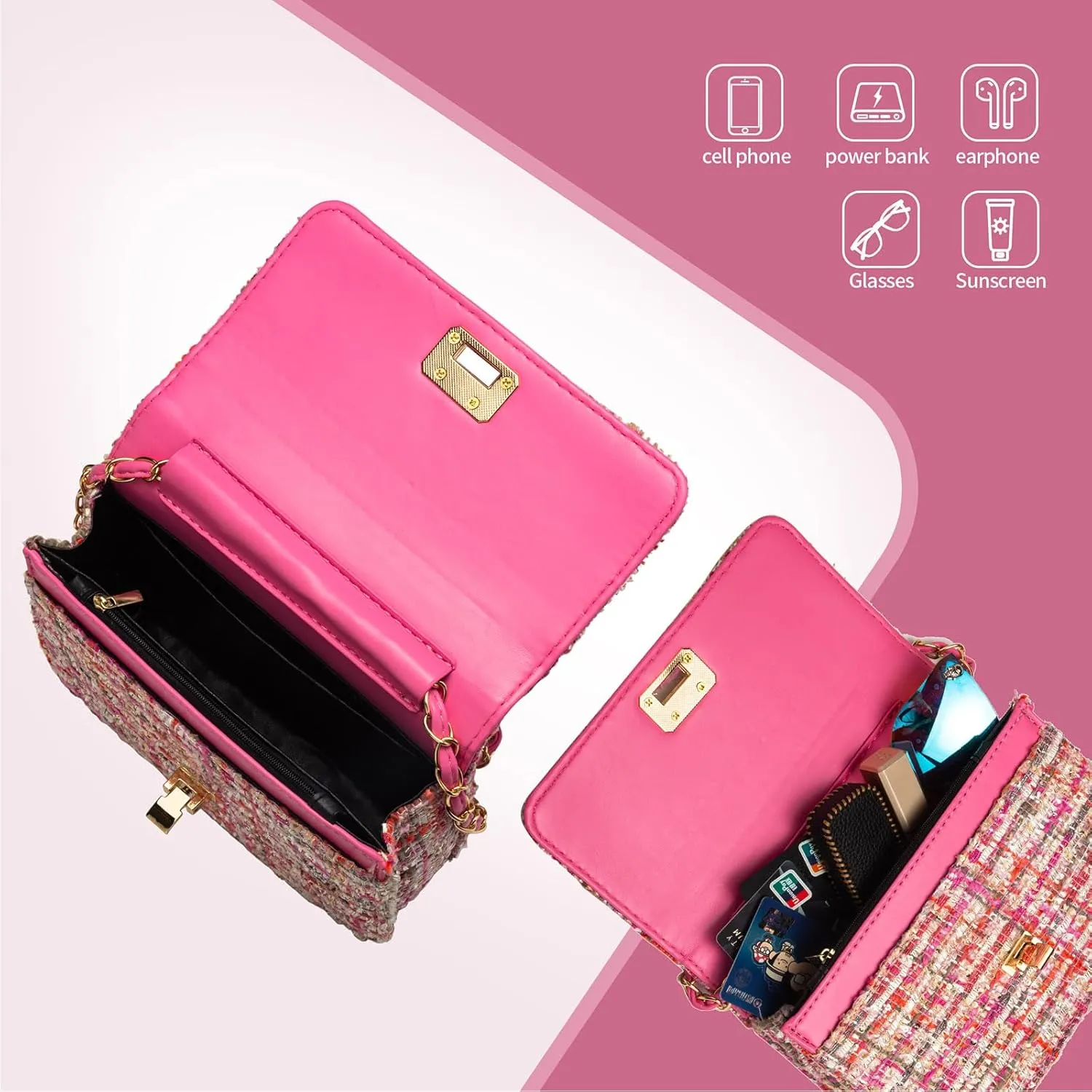 Small Crossbody Bags for Women Leather Shoulder Bag with Chain Strap Trendy Clutch Satchel Ladies pearl Evening Bags