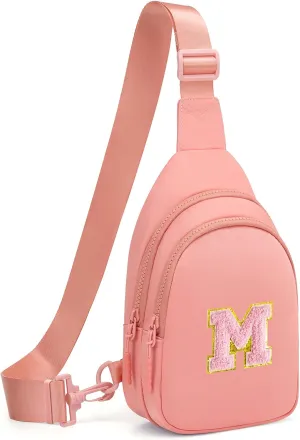 Small Initial Sling Bag for Women Crossbody Bags Fanny Pack Chest Bag Purses Birthday Gift Pink, M
