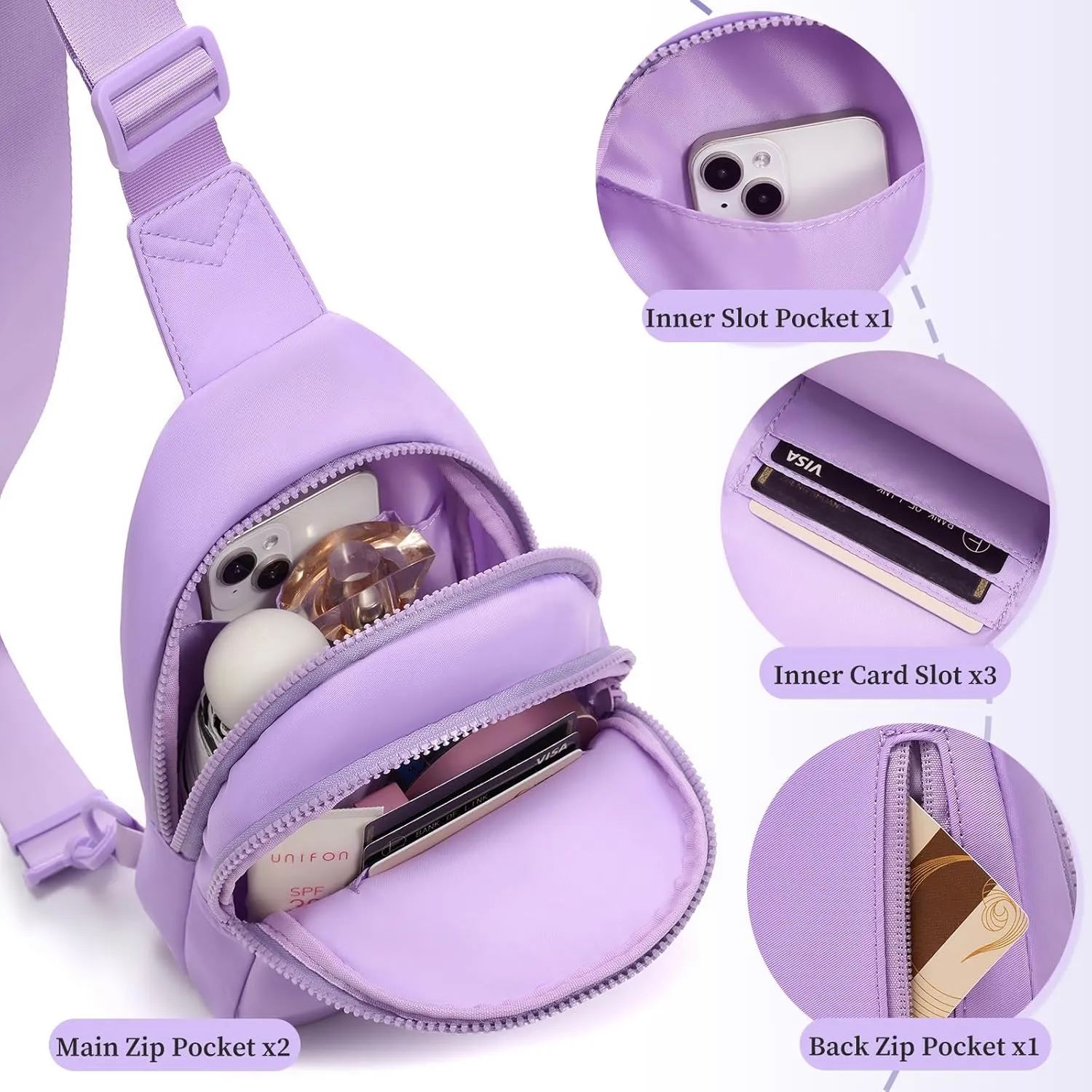 Small Initial Sling Bag for Women Crossbody Bags Fanny Pack Chest Bag Purses Birthday Gift