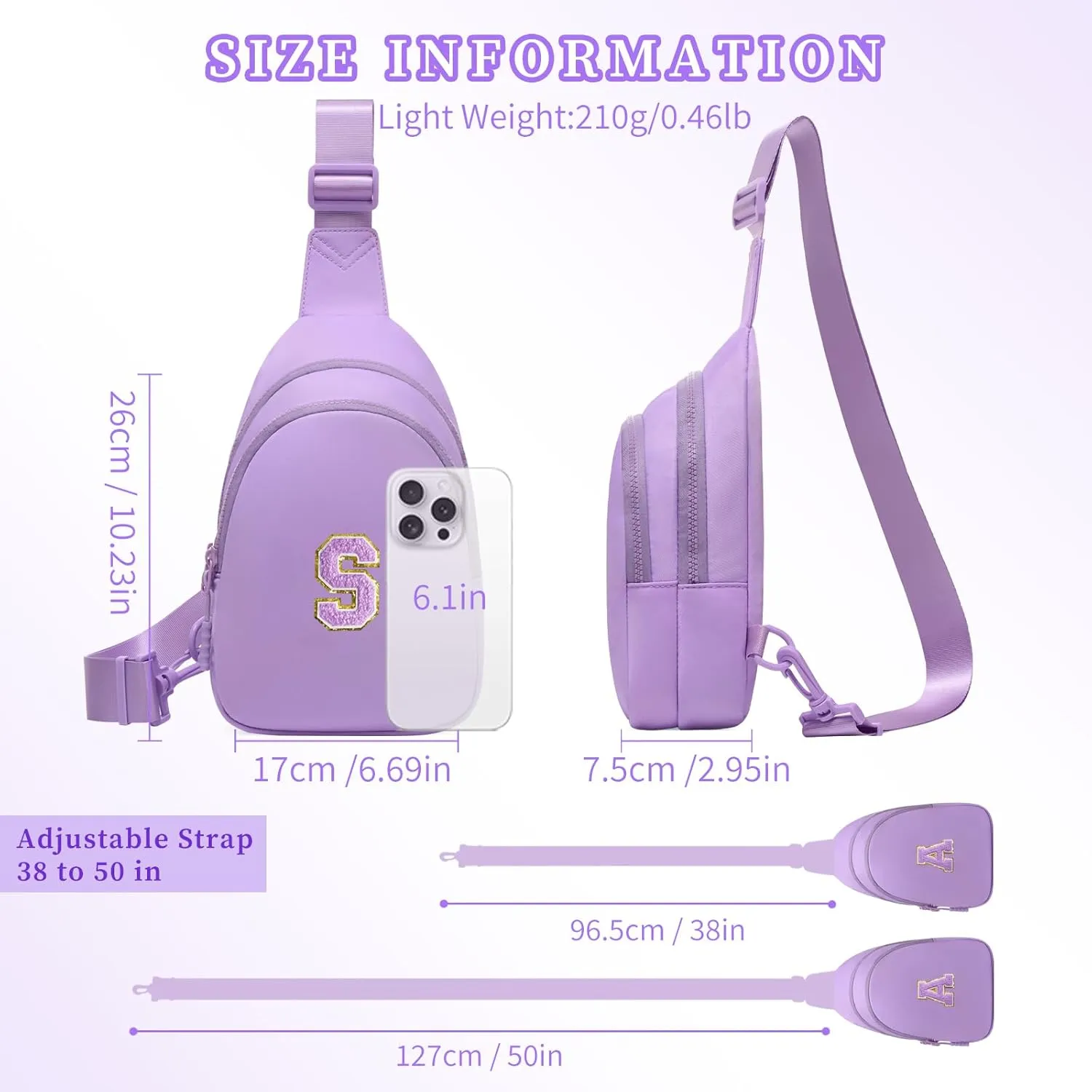 Small Initial Sling Bag for Women Crossbody Bags Fanny Pack Chest Bag Purses Birthday Gift