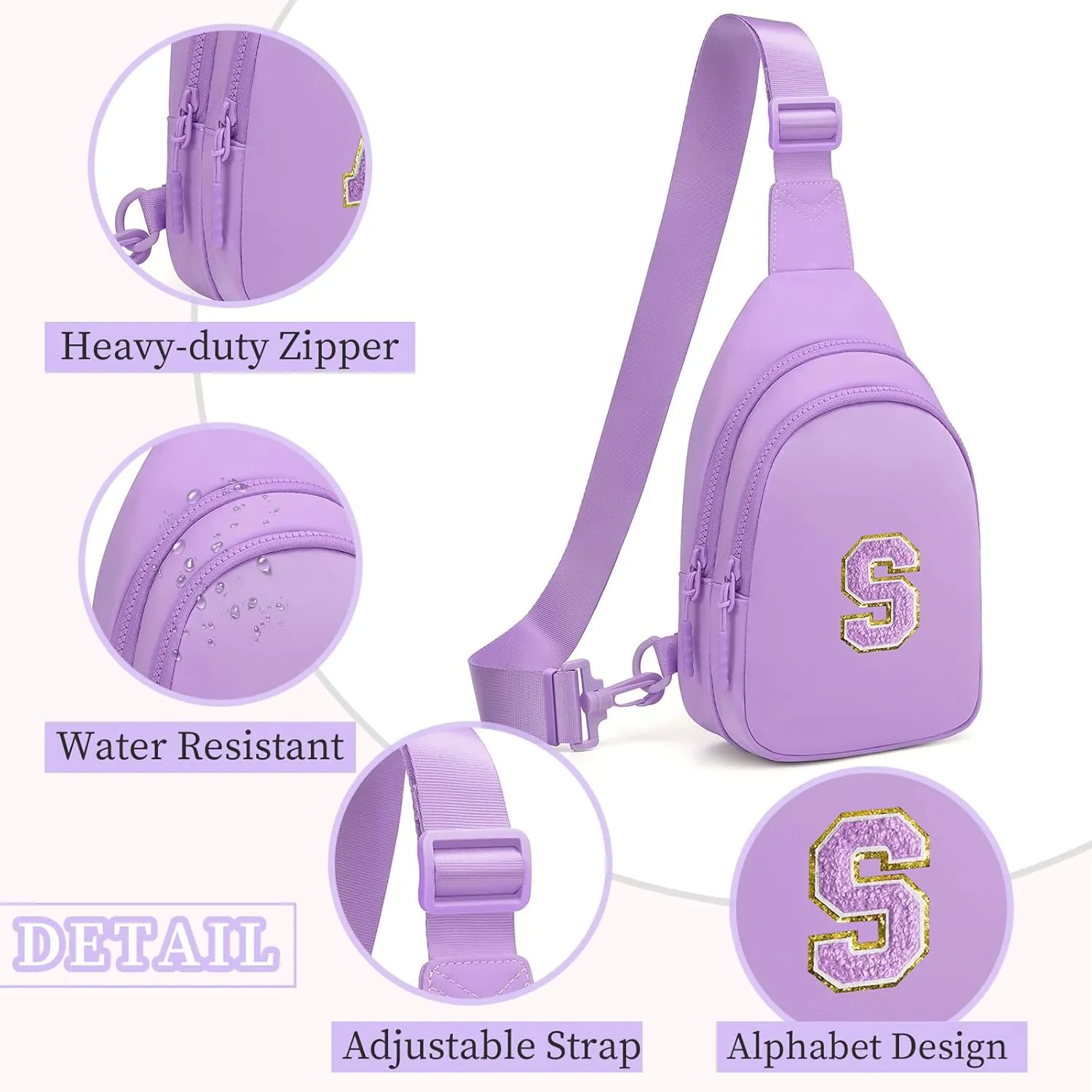Small Initial Sling Bag for Women Crossbody Bags Fanny Pack Chest Bag Purses Birthday Gift