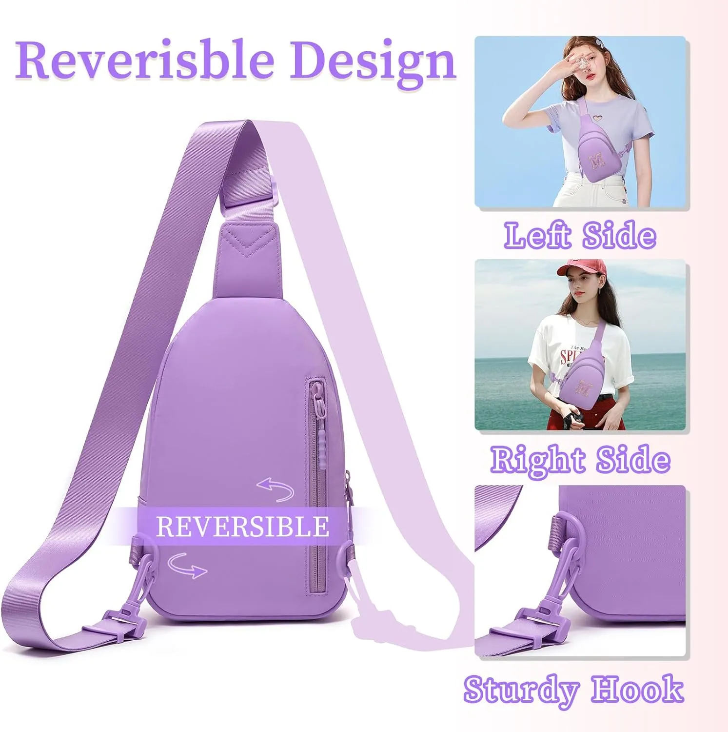 Small Initial Sling Bag for Women Crossbody Bags Fanny Pack Chest Bag Purses Birthday Gift