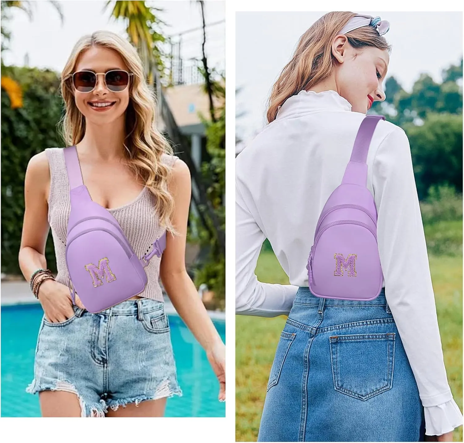 Small Initial Sling Bag for Women Crossbody Bags Fanny Pack Chest Bag Purses Birthday Gift