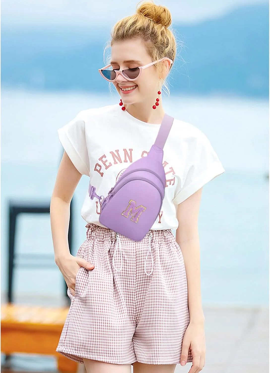Small Initial Sling Bag for Women Crossbody Bags Fanny Pack Chest Bag Purses Birthday Gift