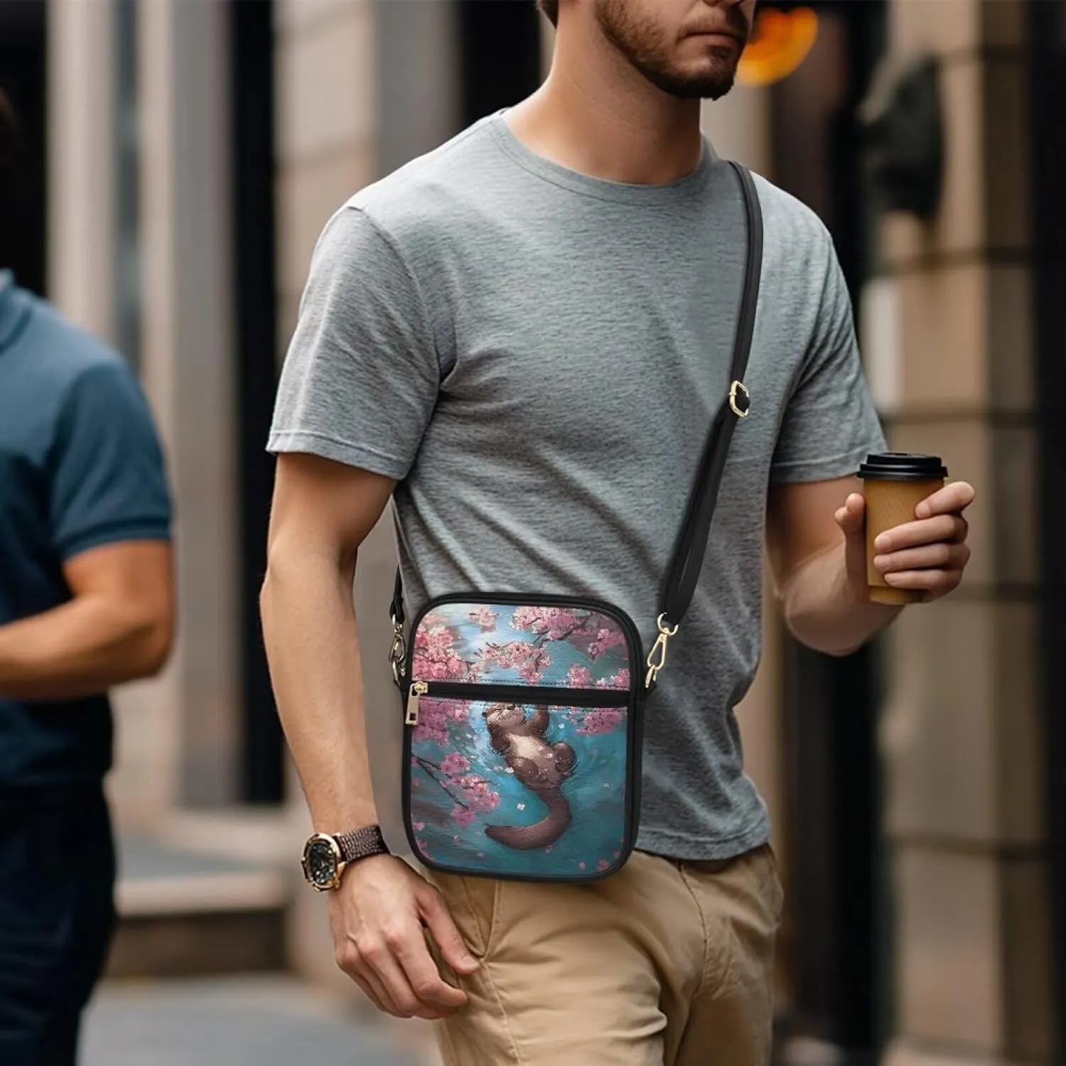 Small Leather Messenger Bag for Men Women Crossbody Shoulder Bag Satchel Casual Sling Daypack Work Daily Purse