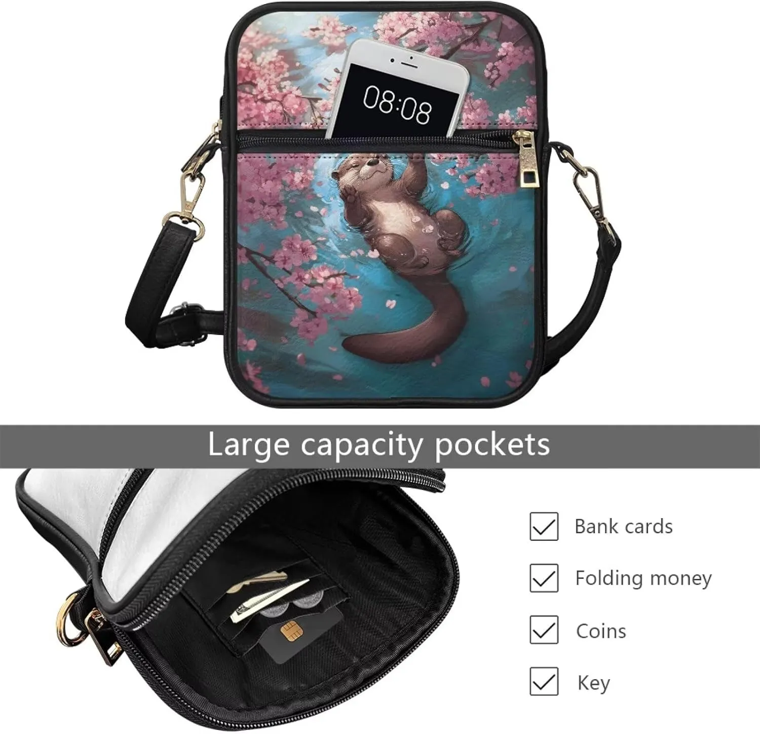Small Leather Messenger Bag for Men Women Crossbody Shoulder Bag Satchel Casual Sling Daypack Work Daily Purse