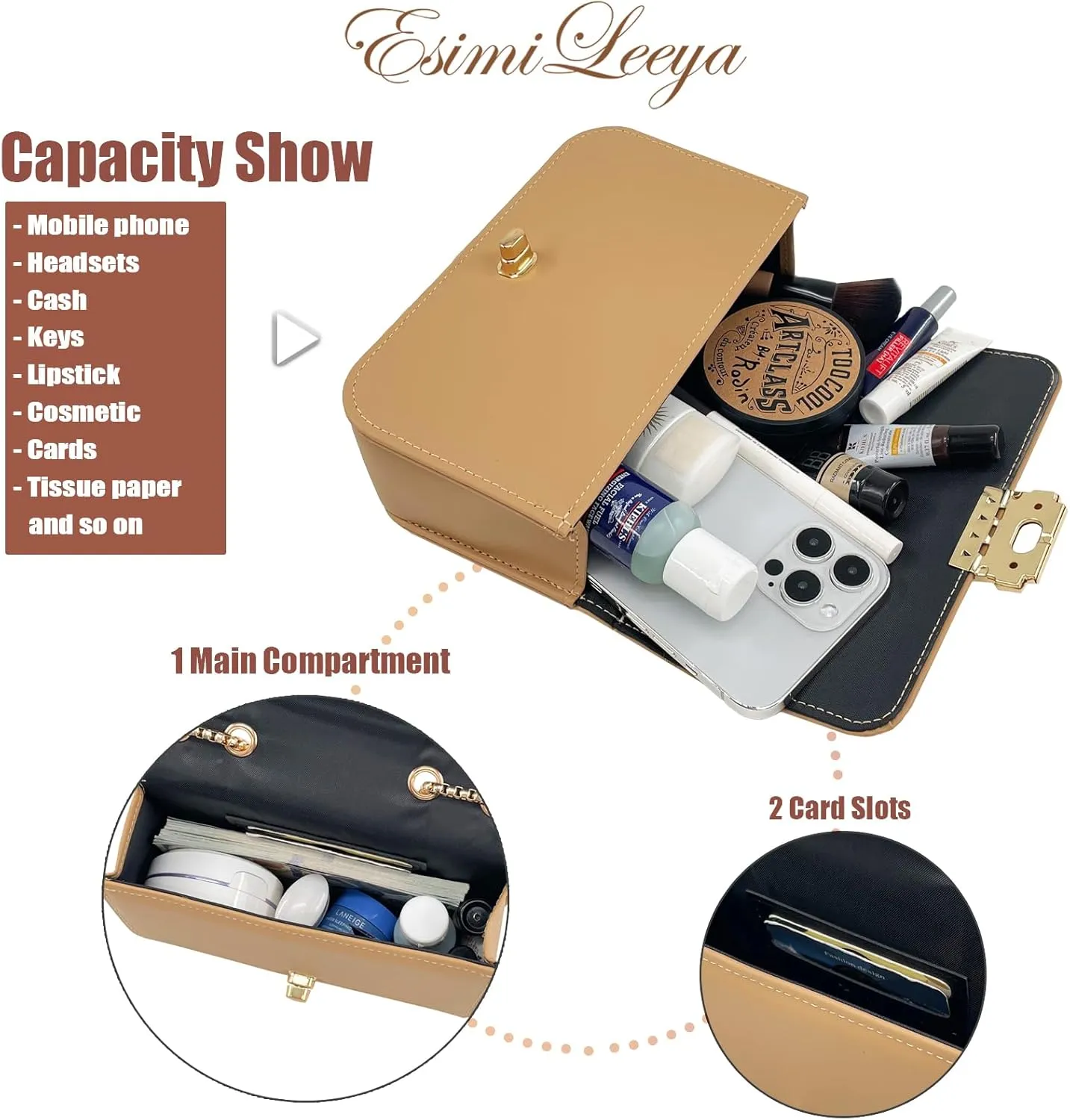 Small Mini Handbags for Women with Golden Chain Cross Body Purses for Women