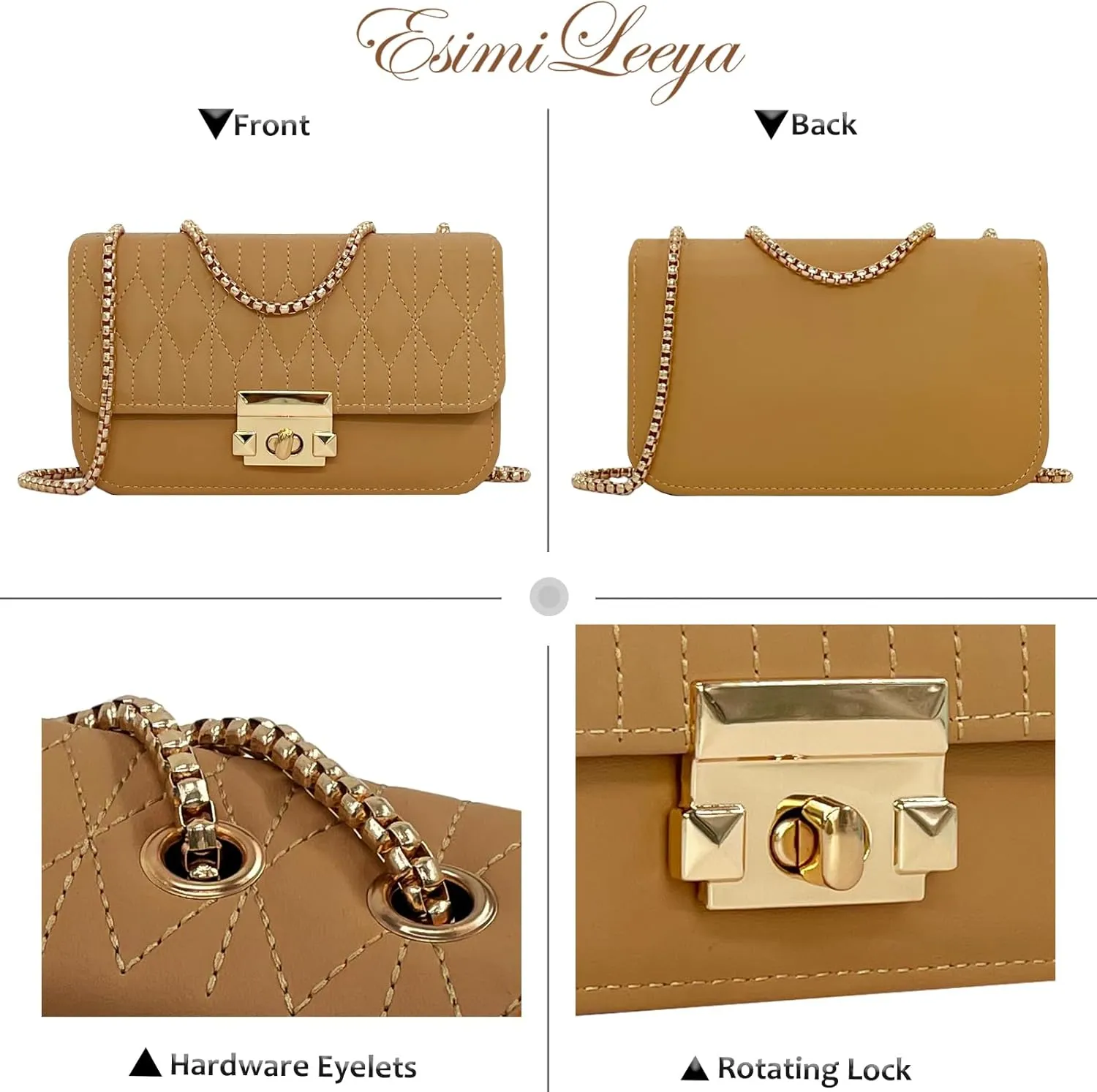 Small Mini Handbags for Women with Golden Chain Cross Body Purses for Women
