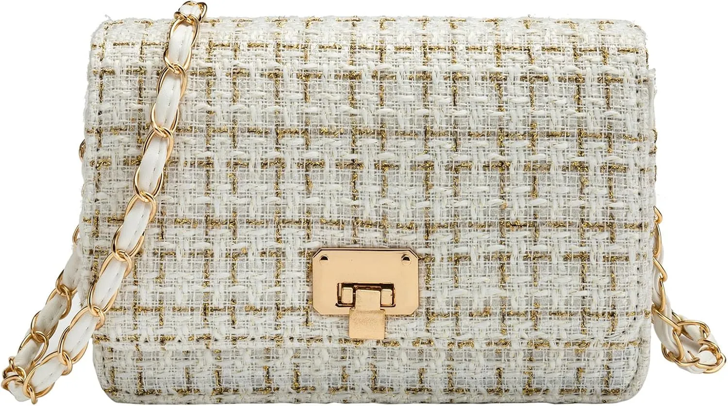 Small Quilted Shoulder Bag for Women Trendy Tweed Mini Clutch Chain Handbag Purses Designer Evening Crossbody Bag