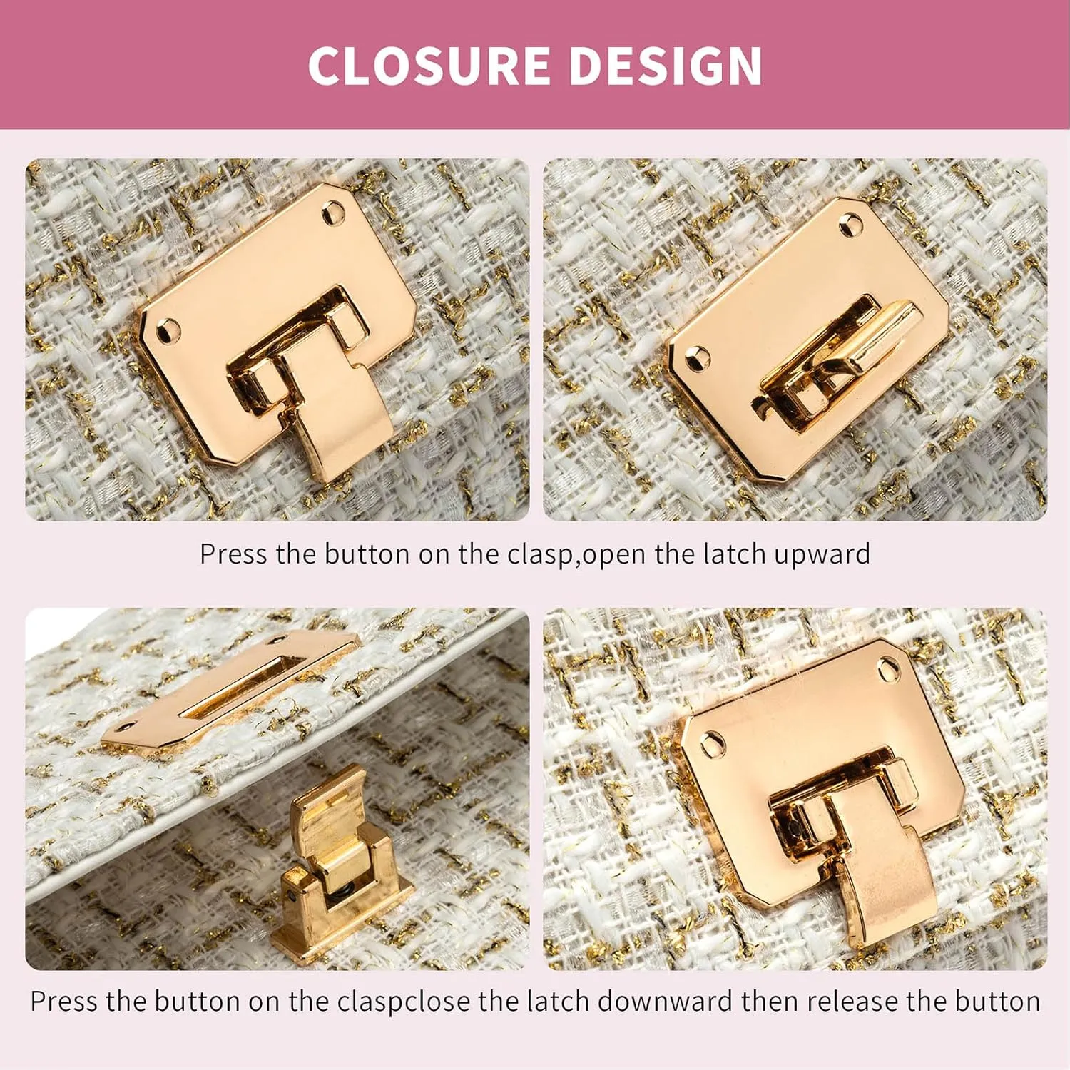 Small Quilted Shoulder Bag for Women Trendy Tweed Mini Clutch Chain Handbag Purses Designer Evening Crossbody Bag