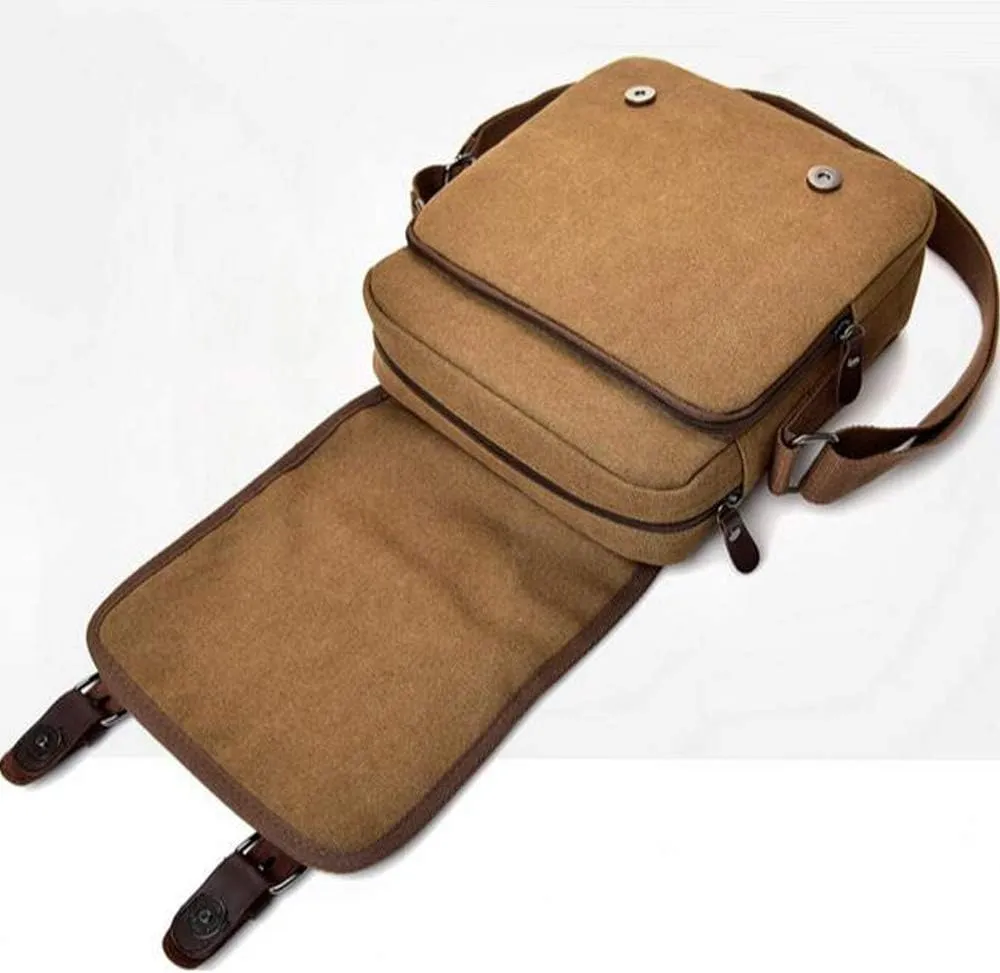 Small Vintage Canvas Messenger Bag for Men Crossbody Bag Shoulder Bag for Women Small Satchel Bag Multi Pocket Purse